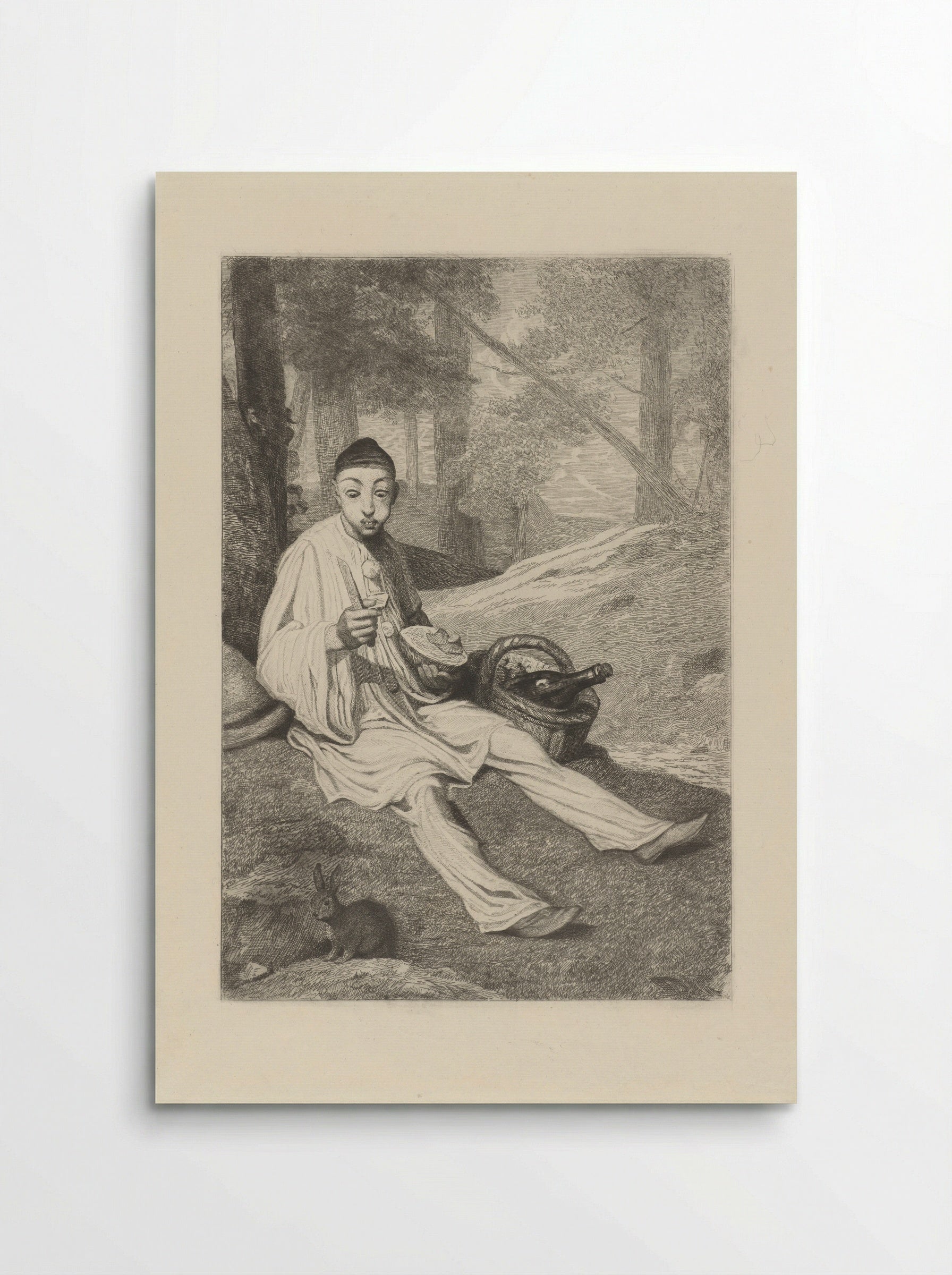 Pierrot and a Rabbit in a Landscape - Ferdinand Leenhoff - Poster