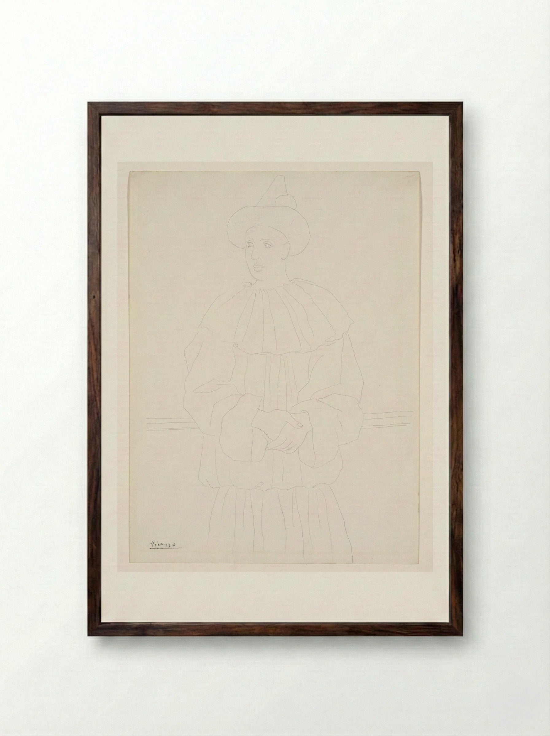 Pierrot - Pablo Picasso - Framed Print Dark Wood