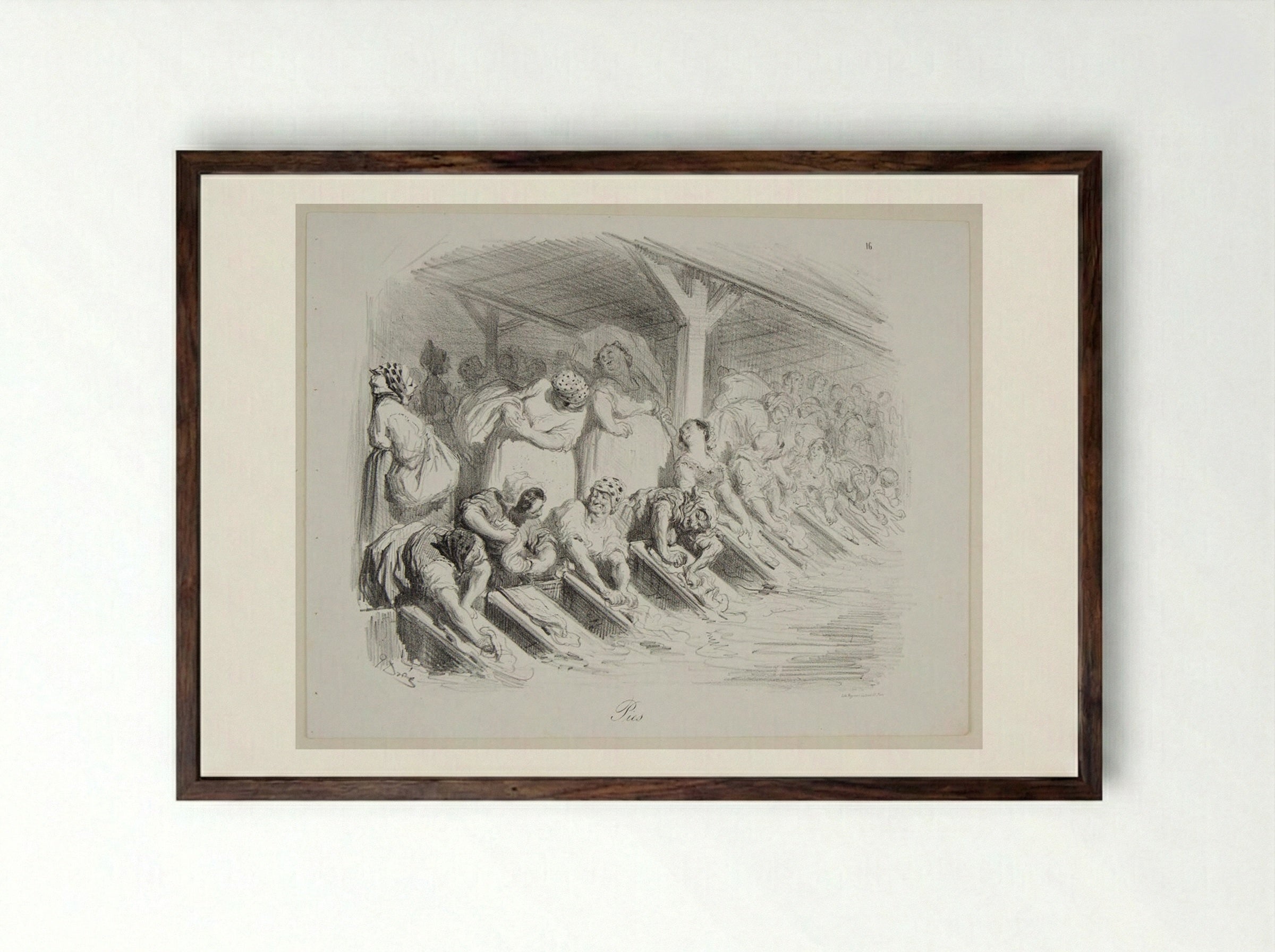 Pies (The Magpies) - Gustave Doré - Framed Print Dark Wood
