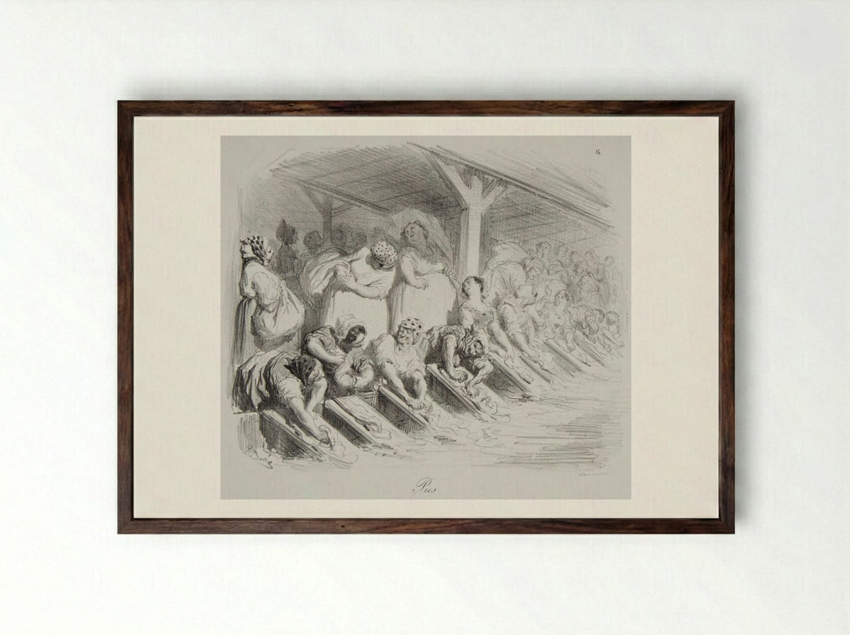 Pies (The Magpies) - Gustave Doré - Framed Print Dark Wood