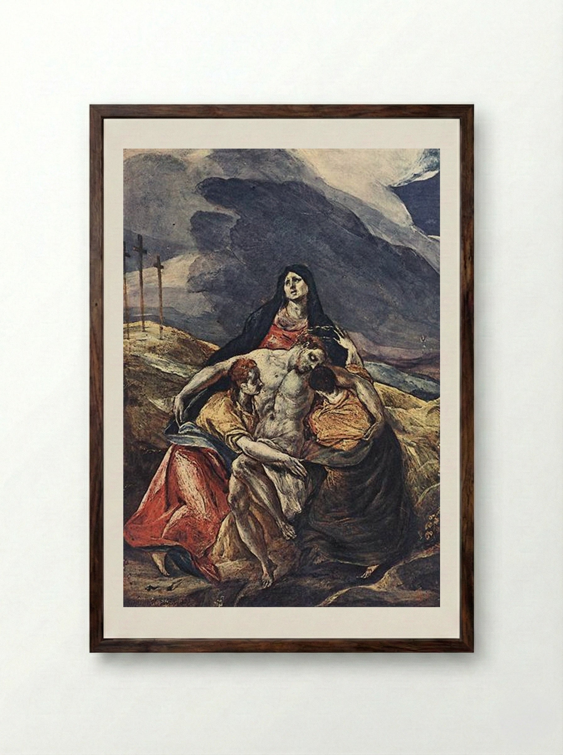 Pietà (The Lamentation of Christ) - El Greco - Framed Print Dark Wood