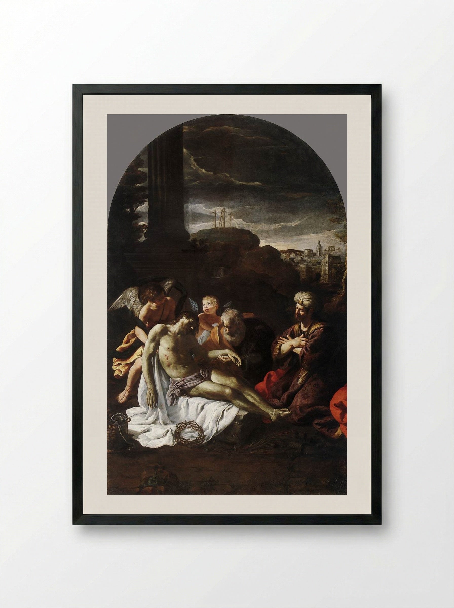Pietà - Pietro da Cortona - Framed Print Black
