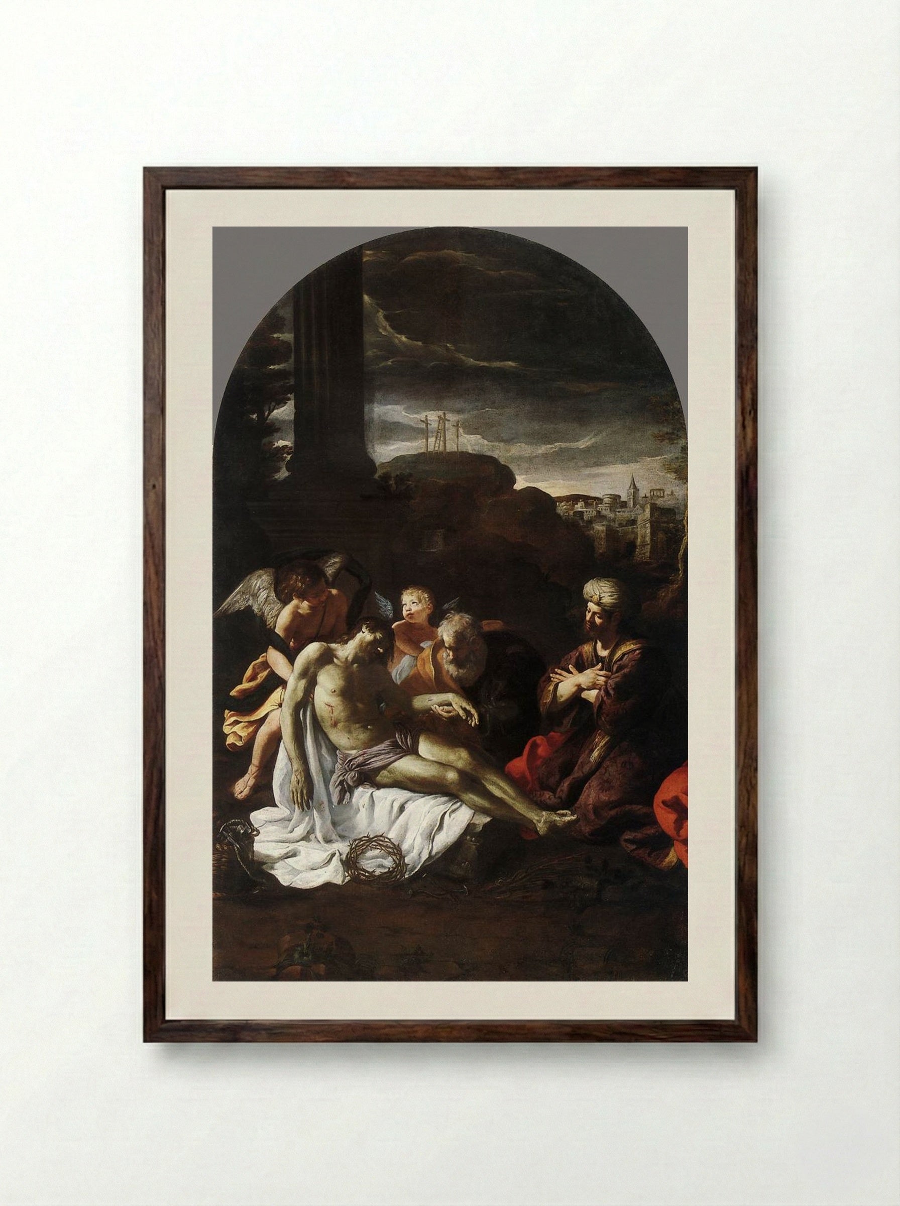 Pietà - Pietro da Cortona - Framed Print Dark Wood