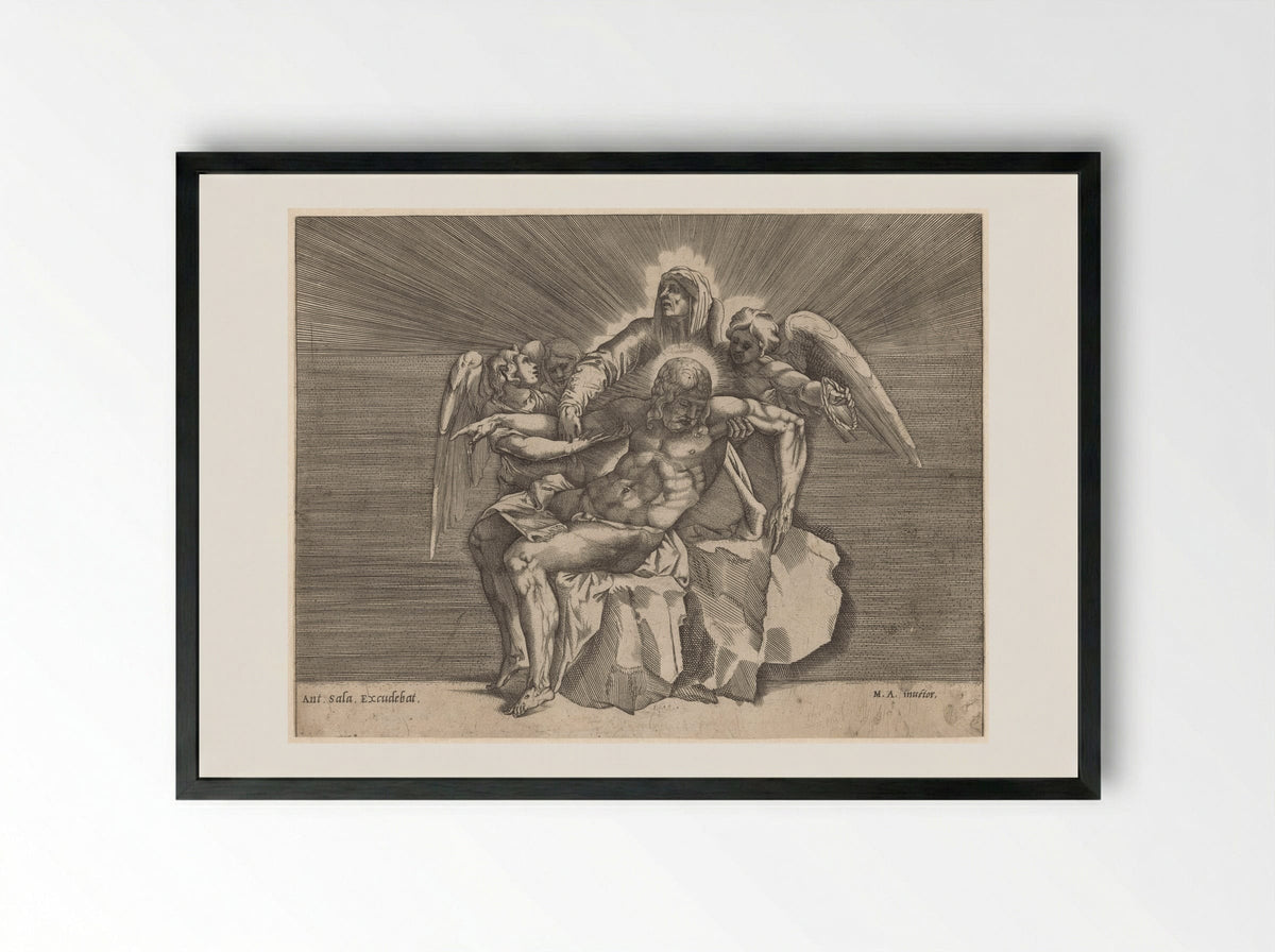 Pieta - Giulio Sanuto - Framed Print Black