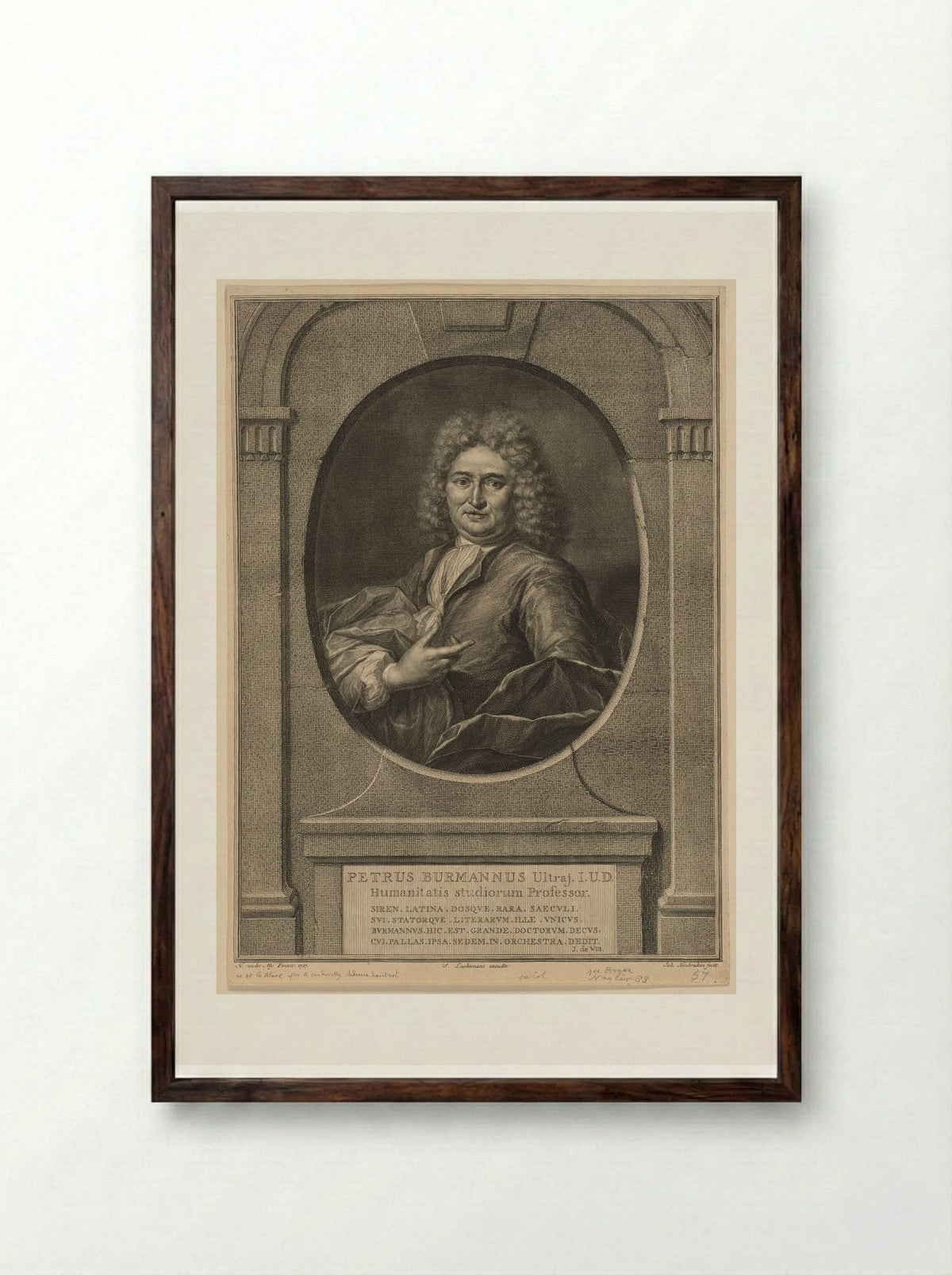 Pieter Burmann - Jacobus Houbraken - Framed Print Dark Wood