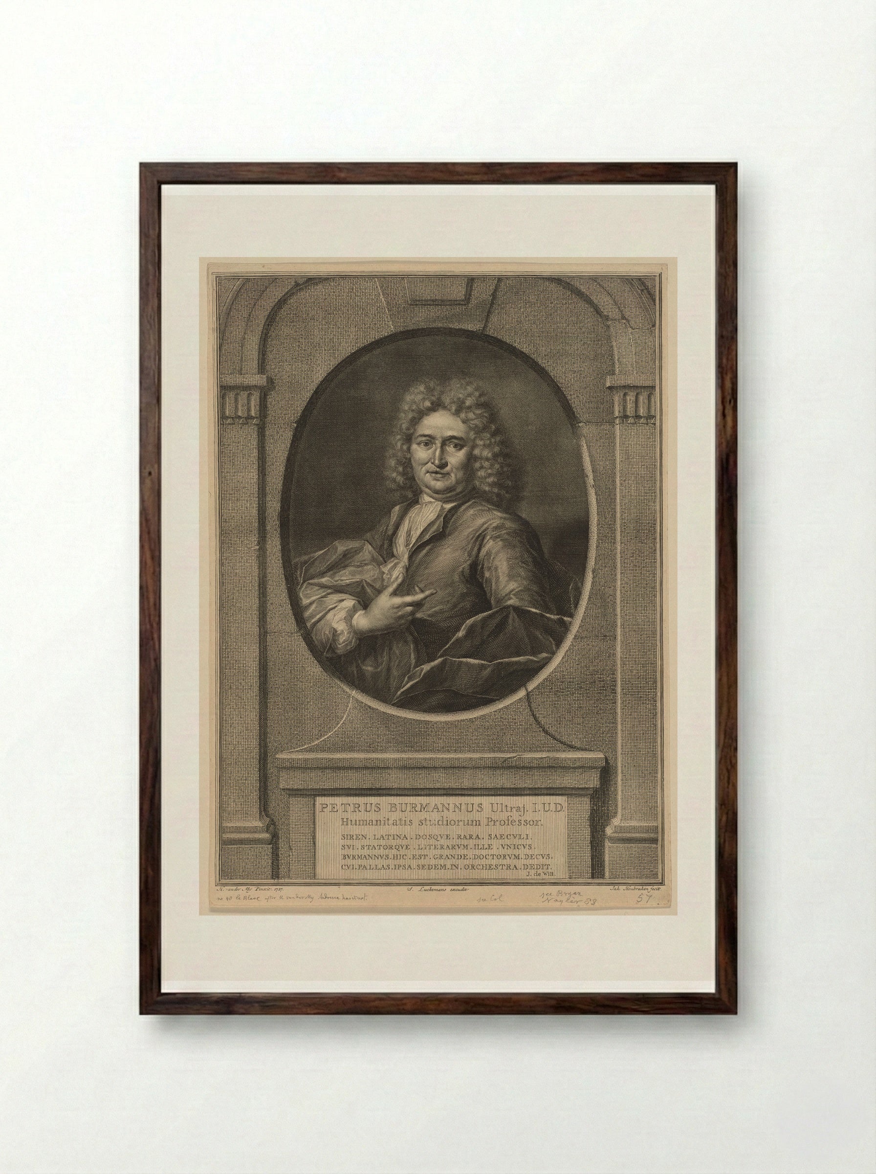 Pieter Burmann - Jacobus Houbraken - Framed Print Dark Wood