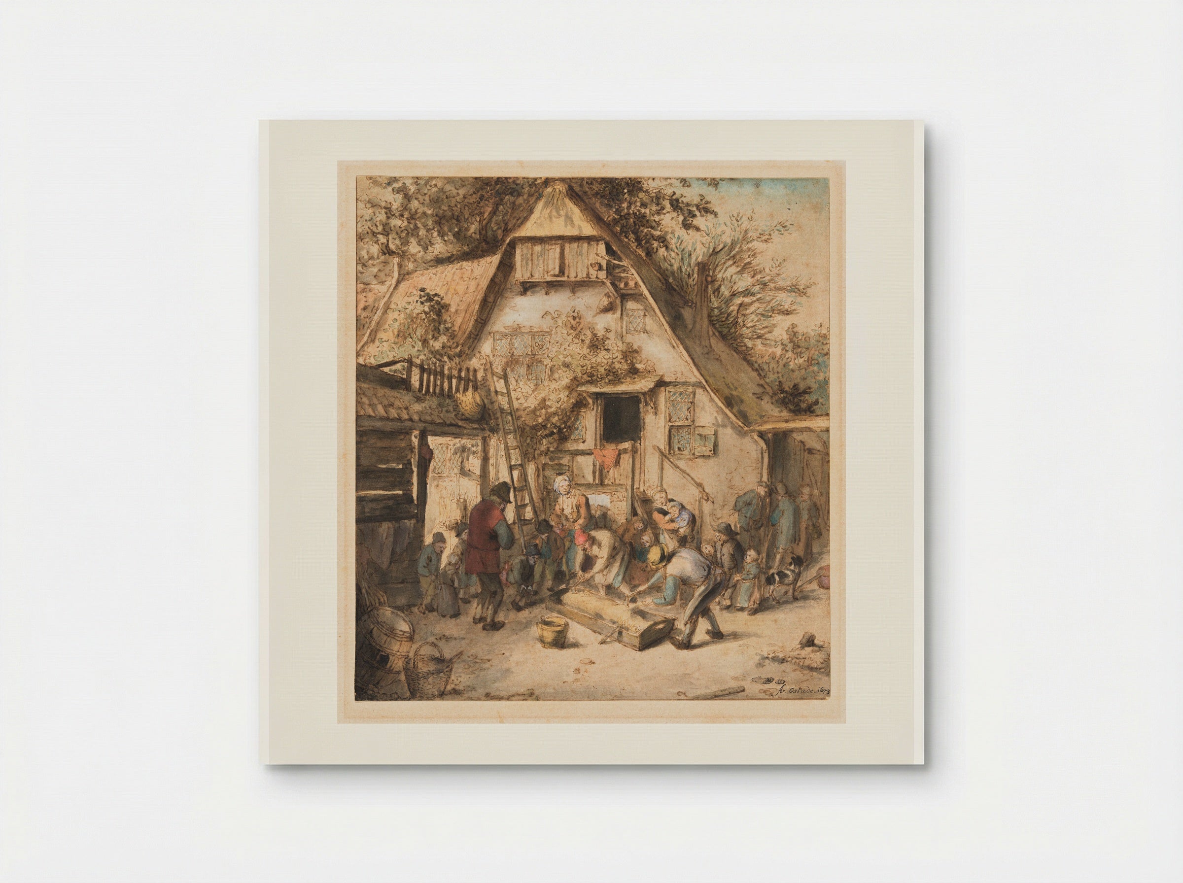Pig Slaughtering in a Peasant Courtyard - Adriaen van Ostade - Poster