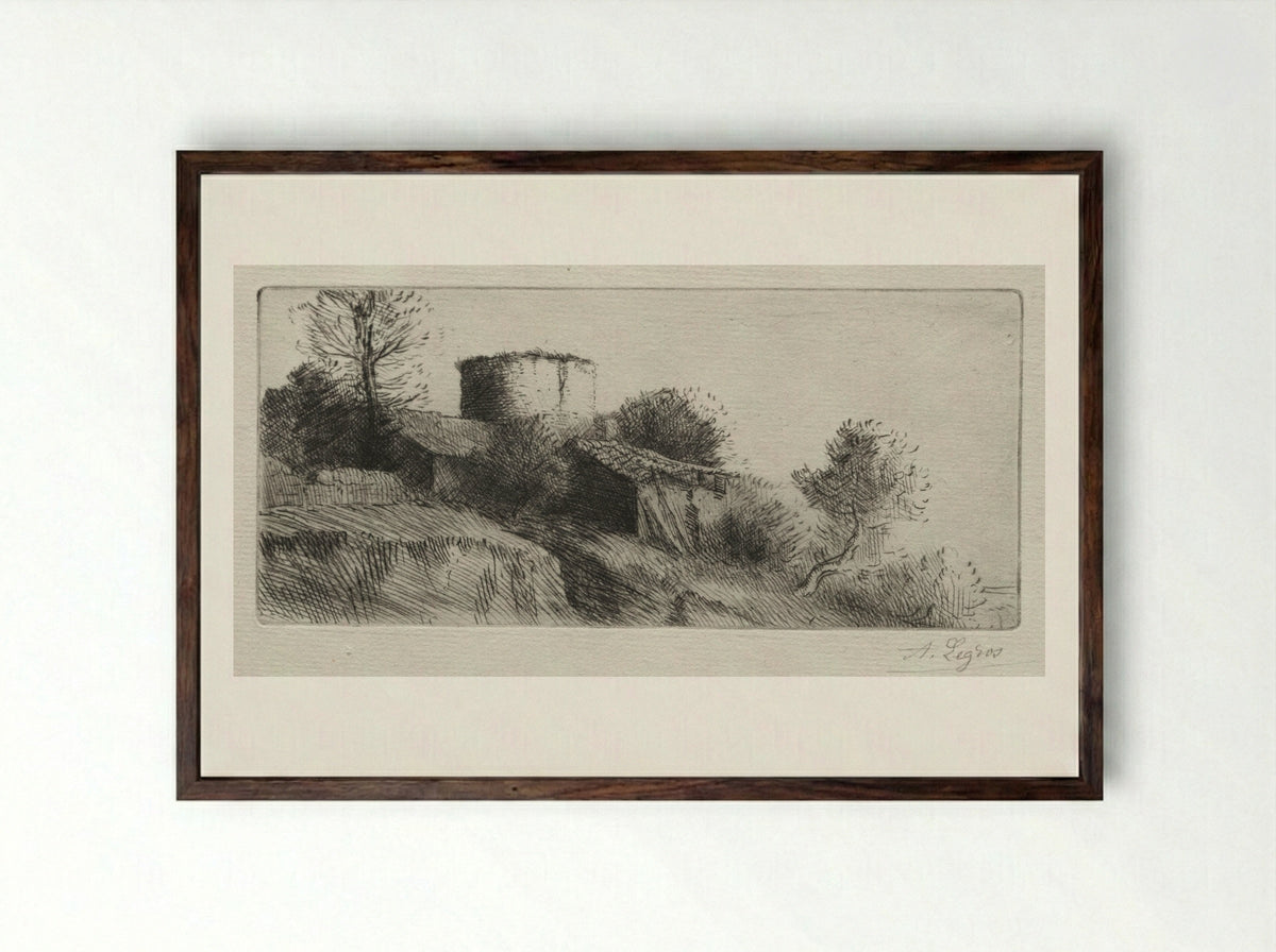 Pigeon Tower - Alphonse Legros - Framed Print Dark Wood