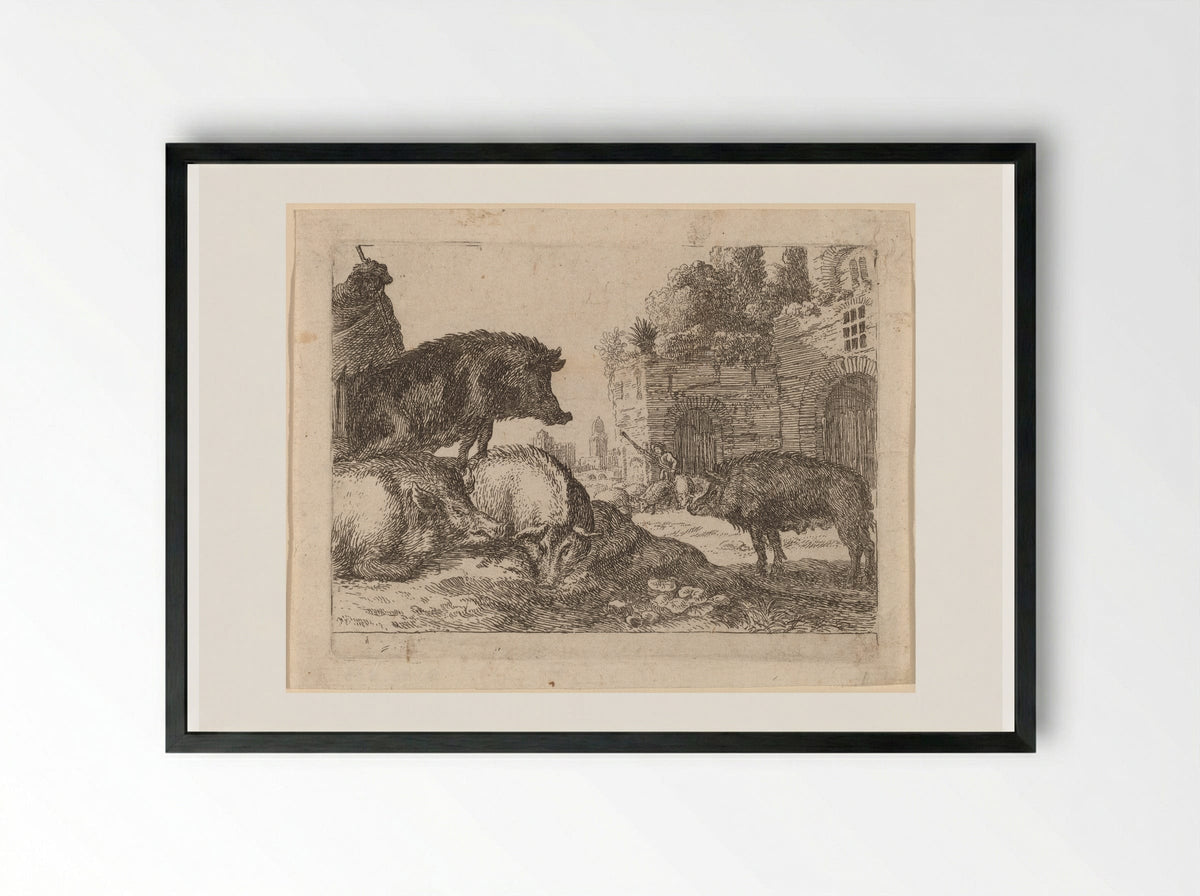 Pigs - Herman van Swanevelt - Framed Print Black