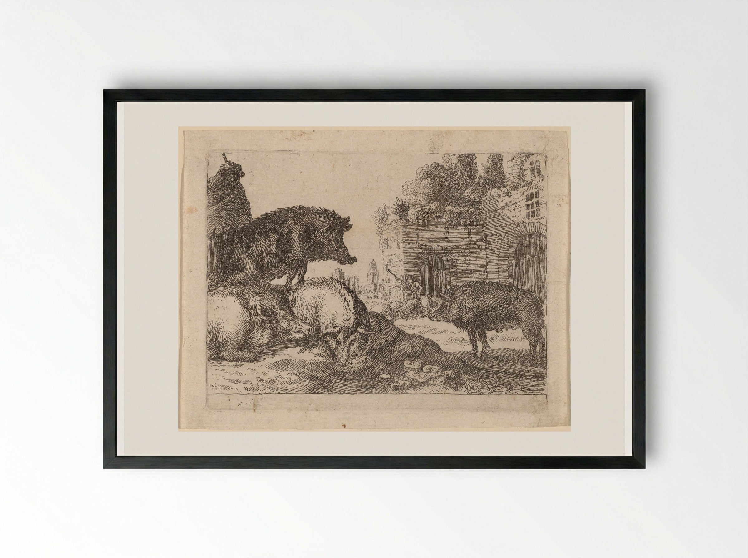 Pigs - Herman van Swanevelt - Framed Print Black