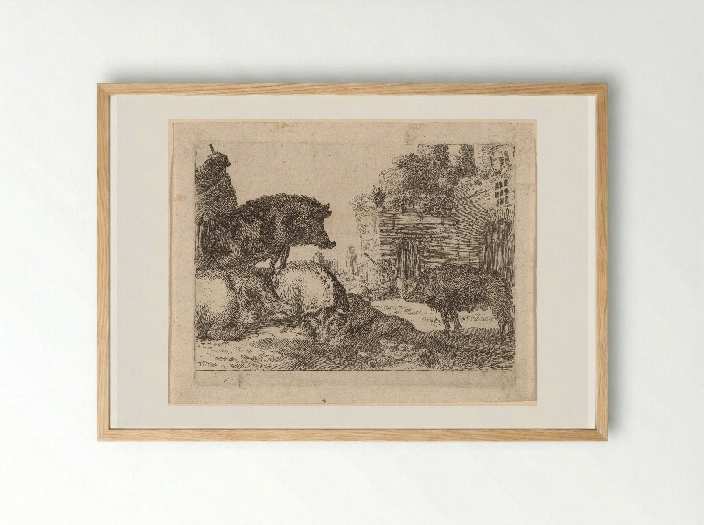 Pigs - Herman van Swanevelt - Framed Print Wood