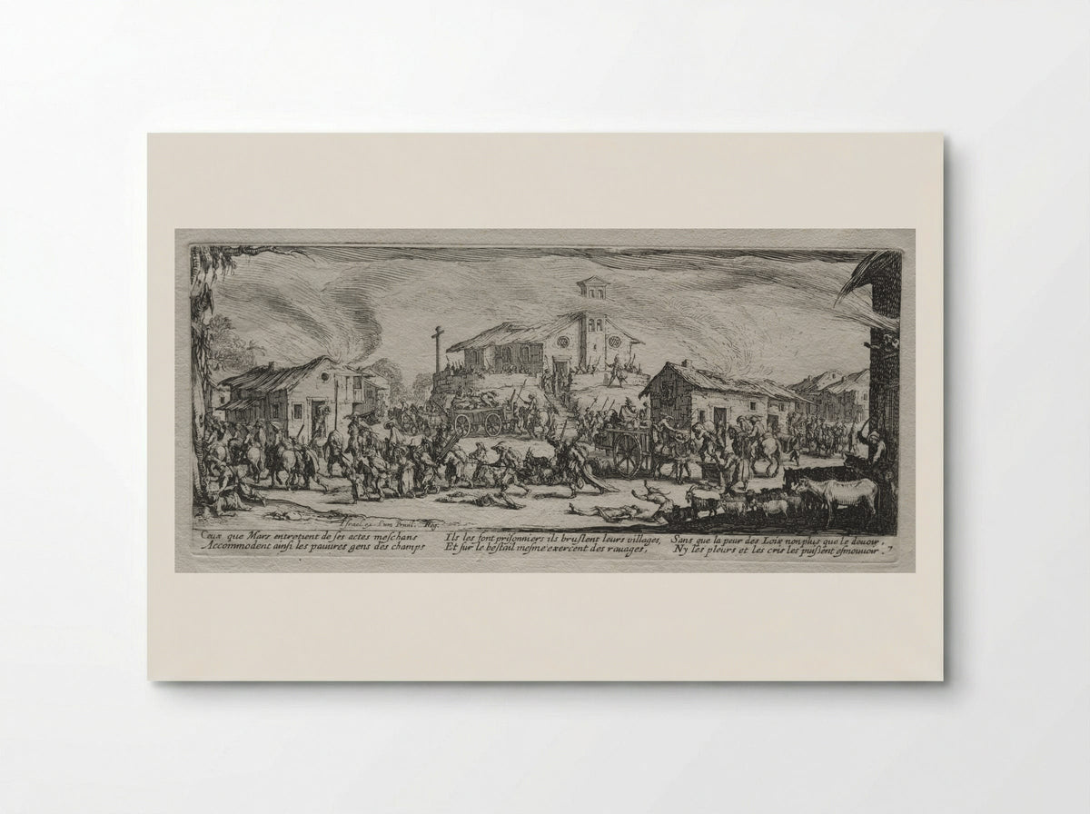 Pillage and Burning of a Village - Jacques Callot - Poster