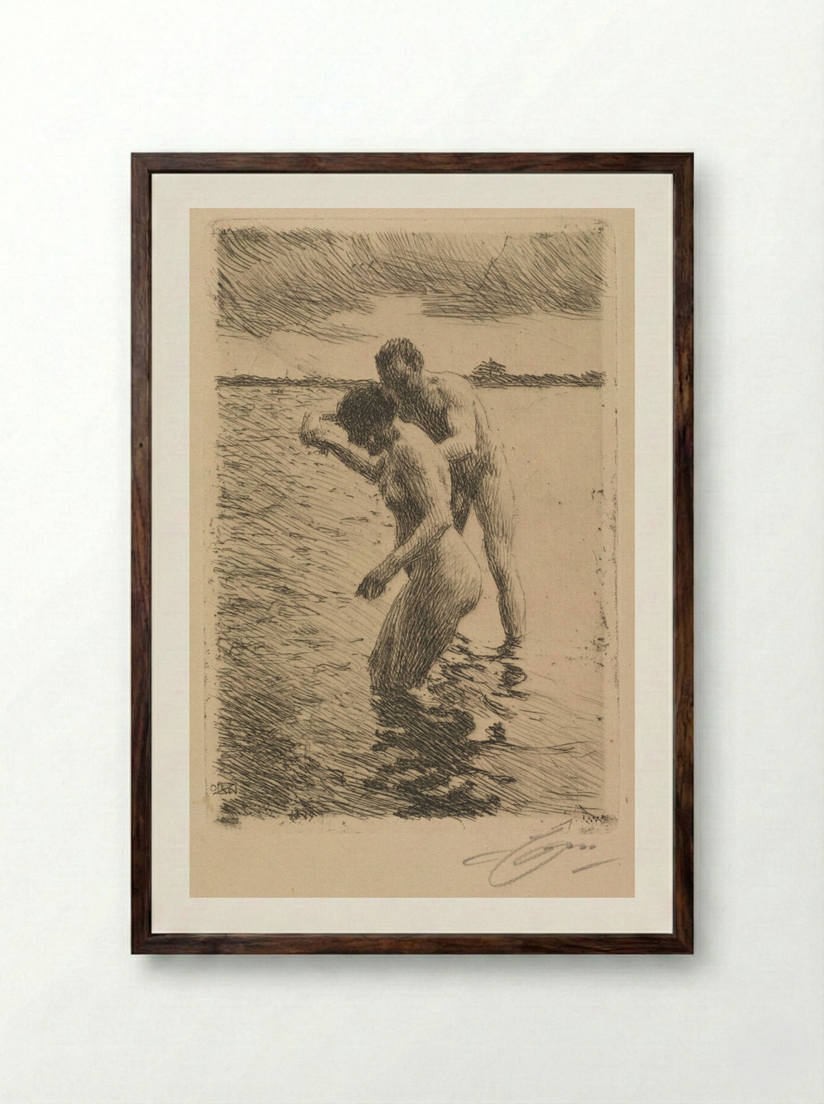 Pilot - Anders Zorn - Framed Print Dark Wood