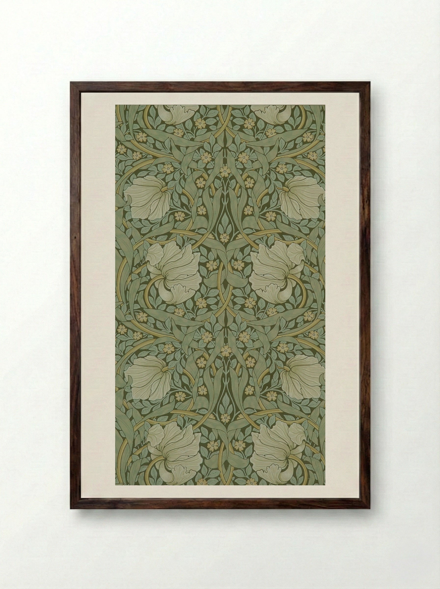 Pimpernel - William Morris - Framed Print Dark Wood