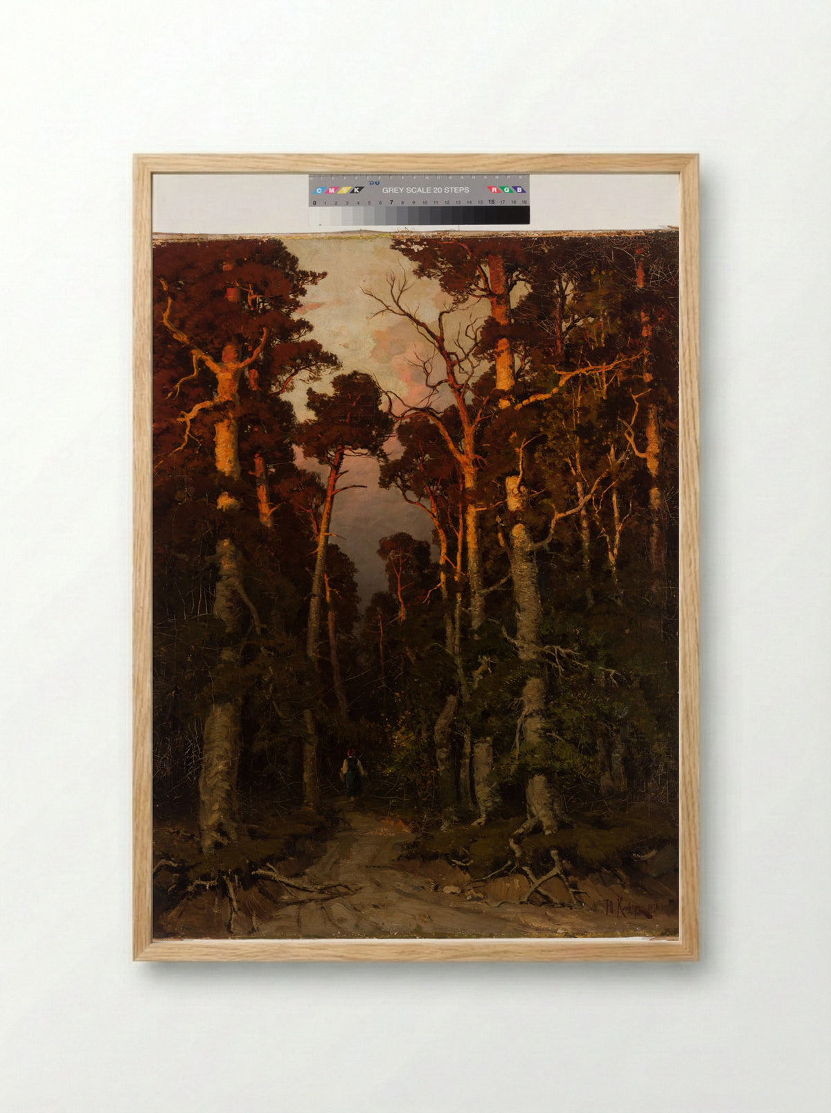Pine Forest Motiv - Julius Sergius von Klever - Framed Print Wood