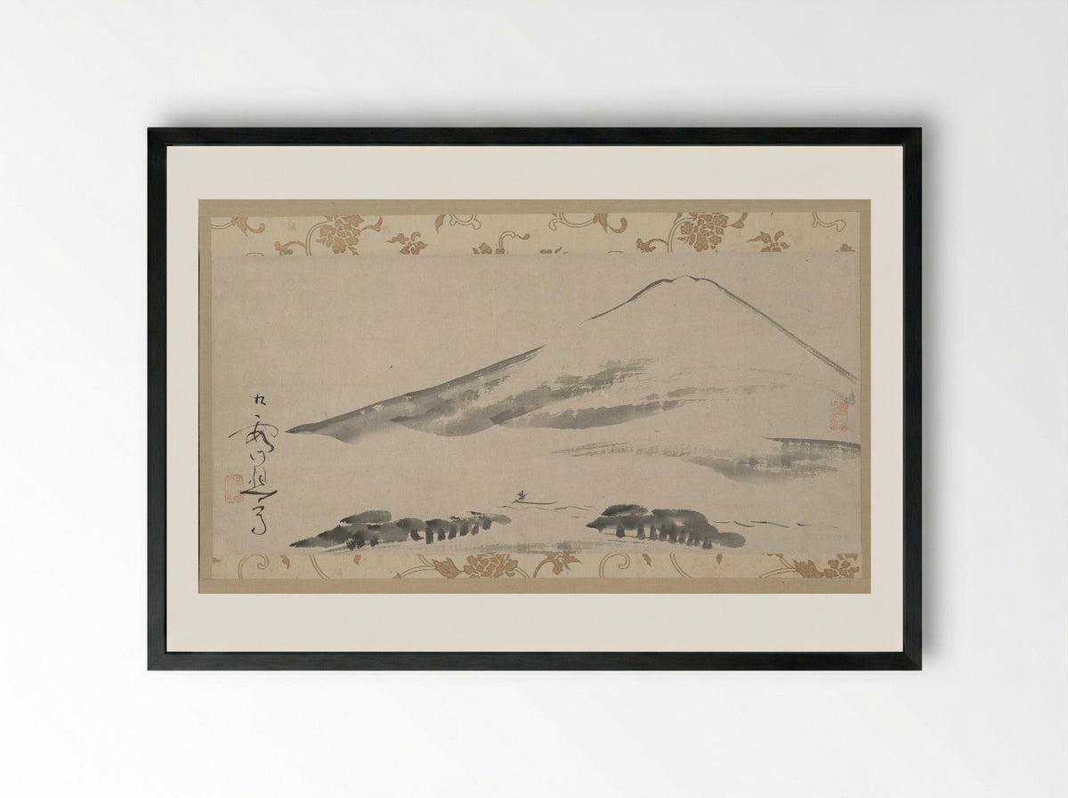 Pines on Mount Tai (after Gao Qian) - Ikeno Taiga - Framed Print Black