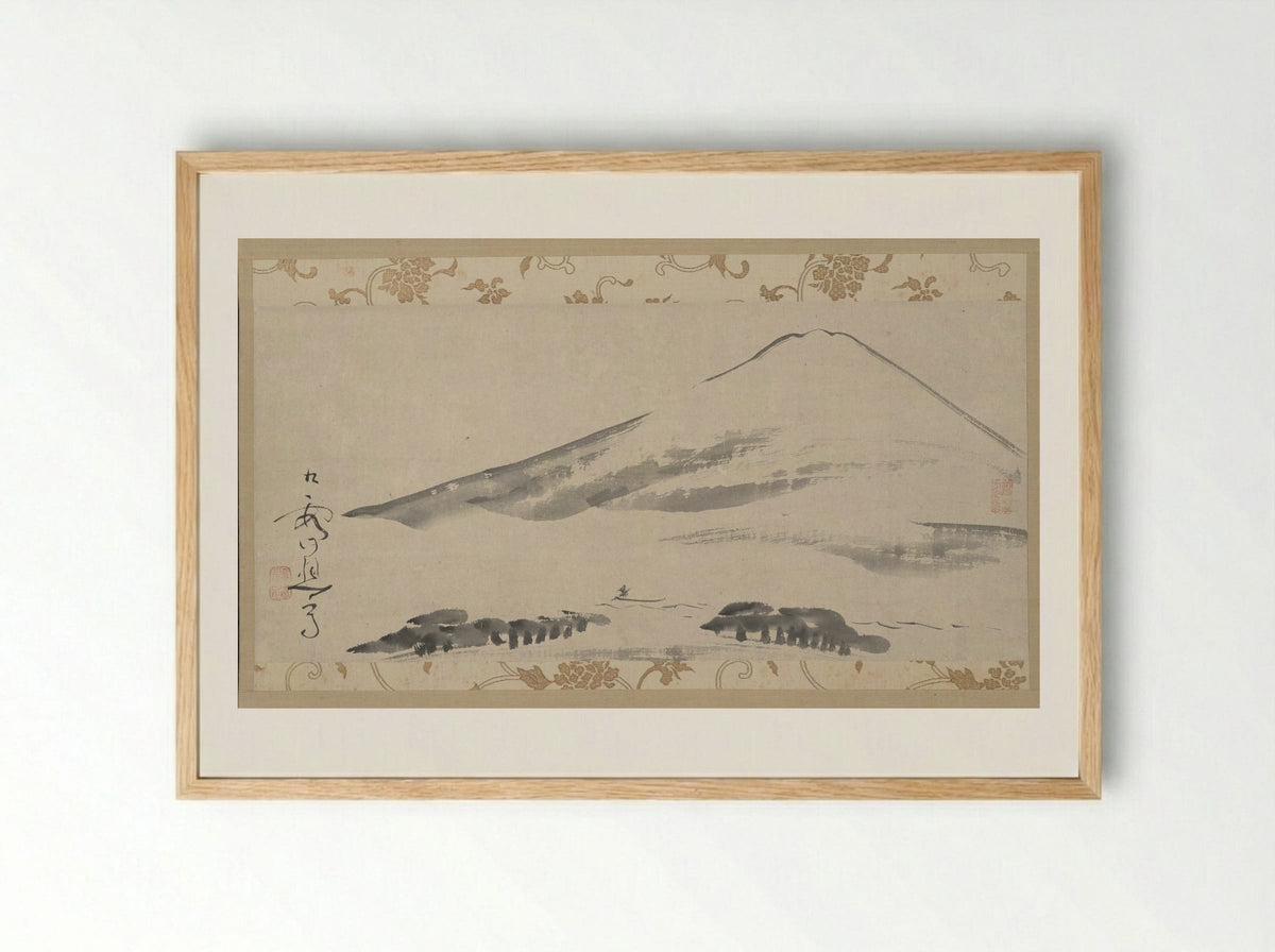 Pines on Mount Tai (after Gao Qian) - Ikeno Taiga - Framed Print Wood