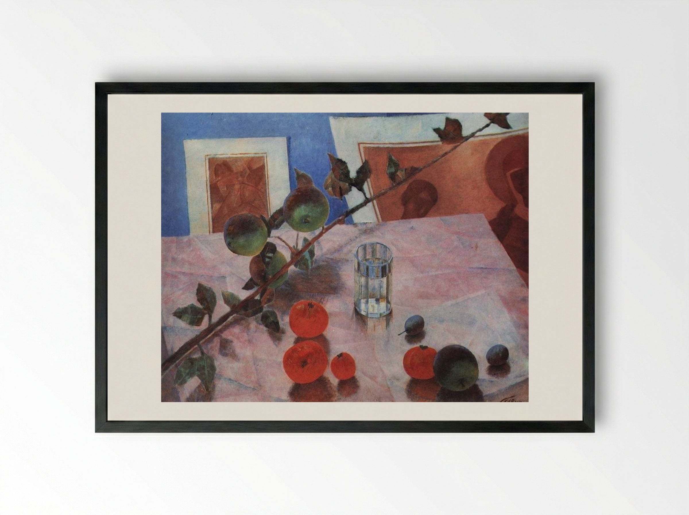 Pink Still Life - Kuzma Petrov-Vodkin - Framed Print Black