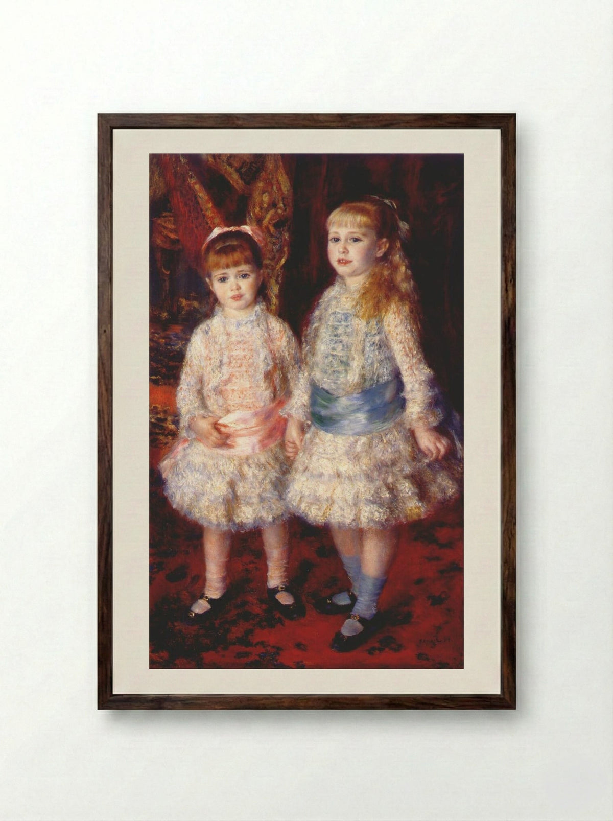 Pink and Blue - Pierre-Auguste Renoir - Framed Print Dark Wood