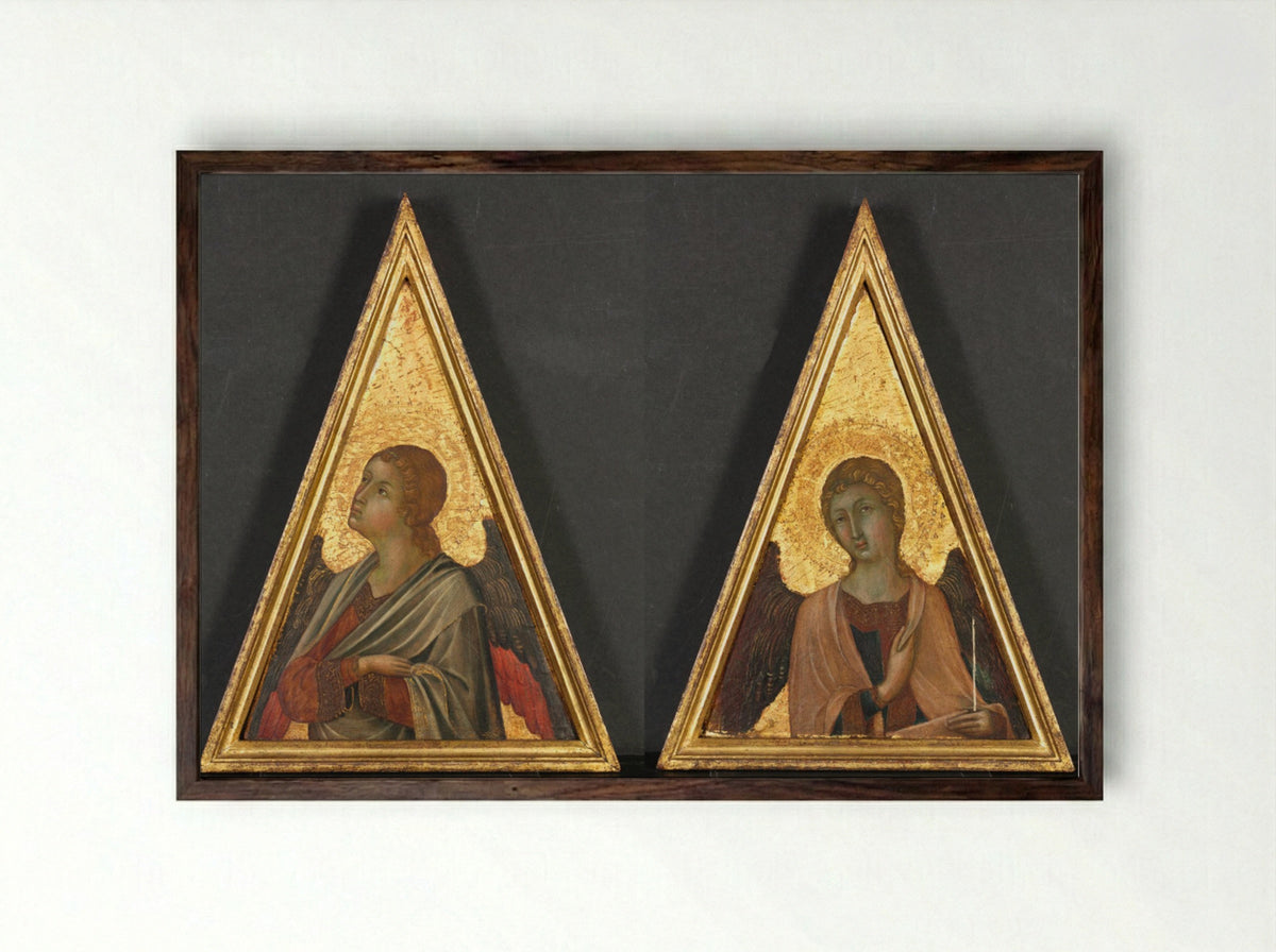 Pinnacle with Angel (pair) - Niccolò di Segna - Framed Print Dark Wood
