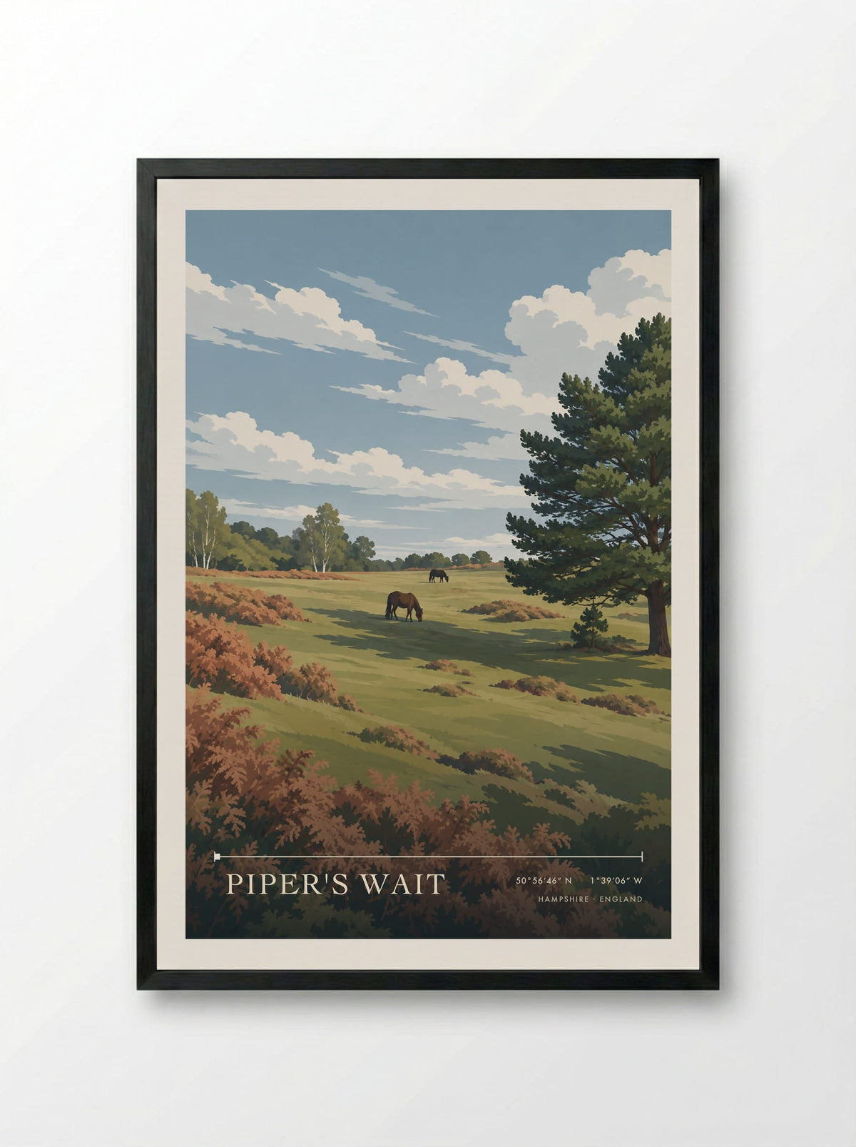 Piper's Wait, Hampshire | Travel Poster - Framed Print Black