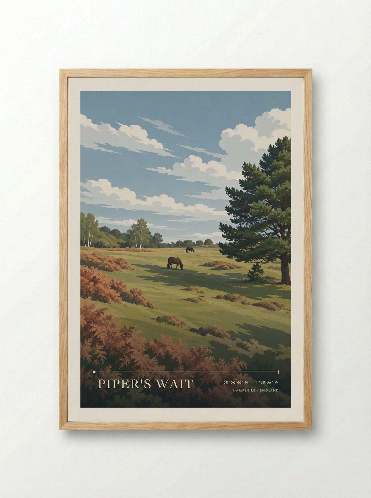 Piper's Wait, Hampshire | Travel Poster - Framed Print Wood