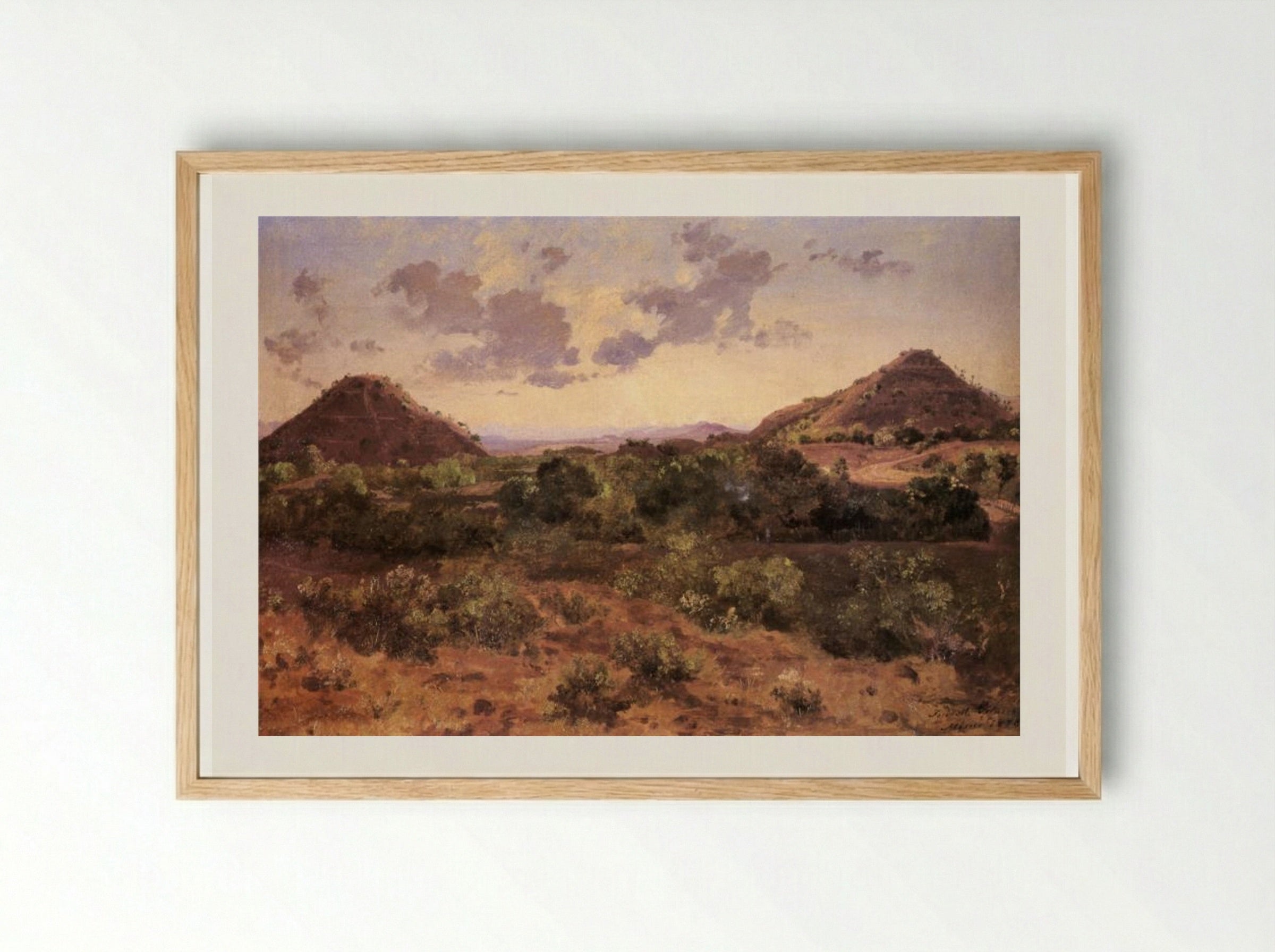 Pirámides del Sol y de la Luna - José María Velasco - Framed Print Wood