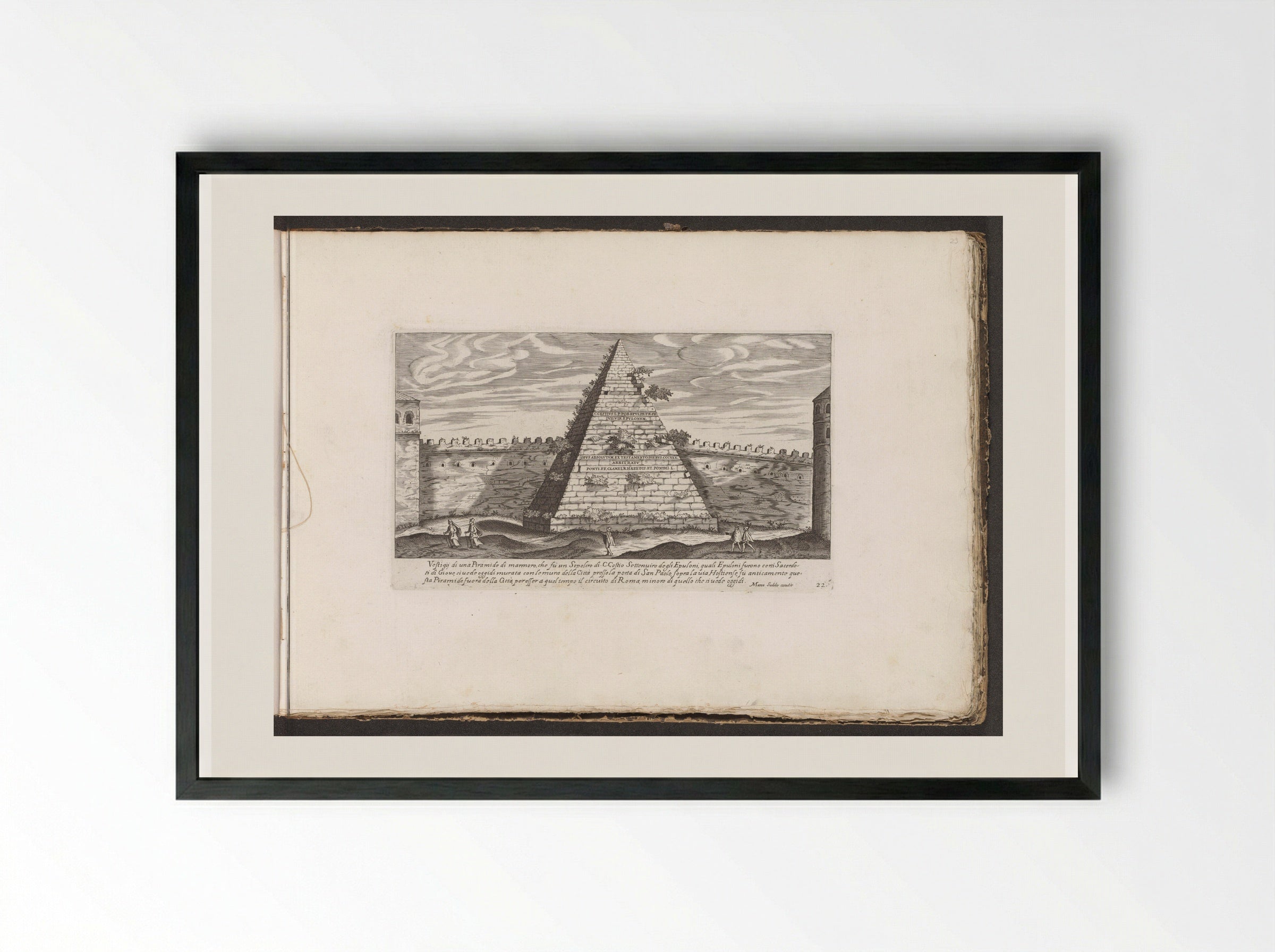 Piramide di Cestio - Giovanni Giacomo de' Rossi - Framed Print Black