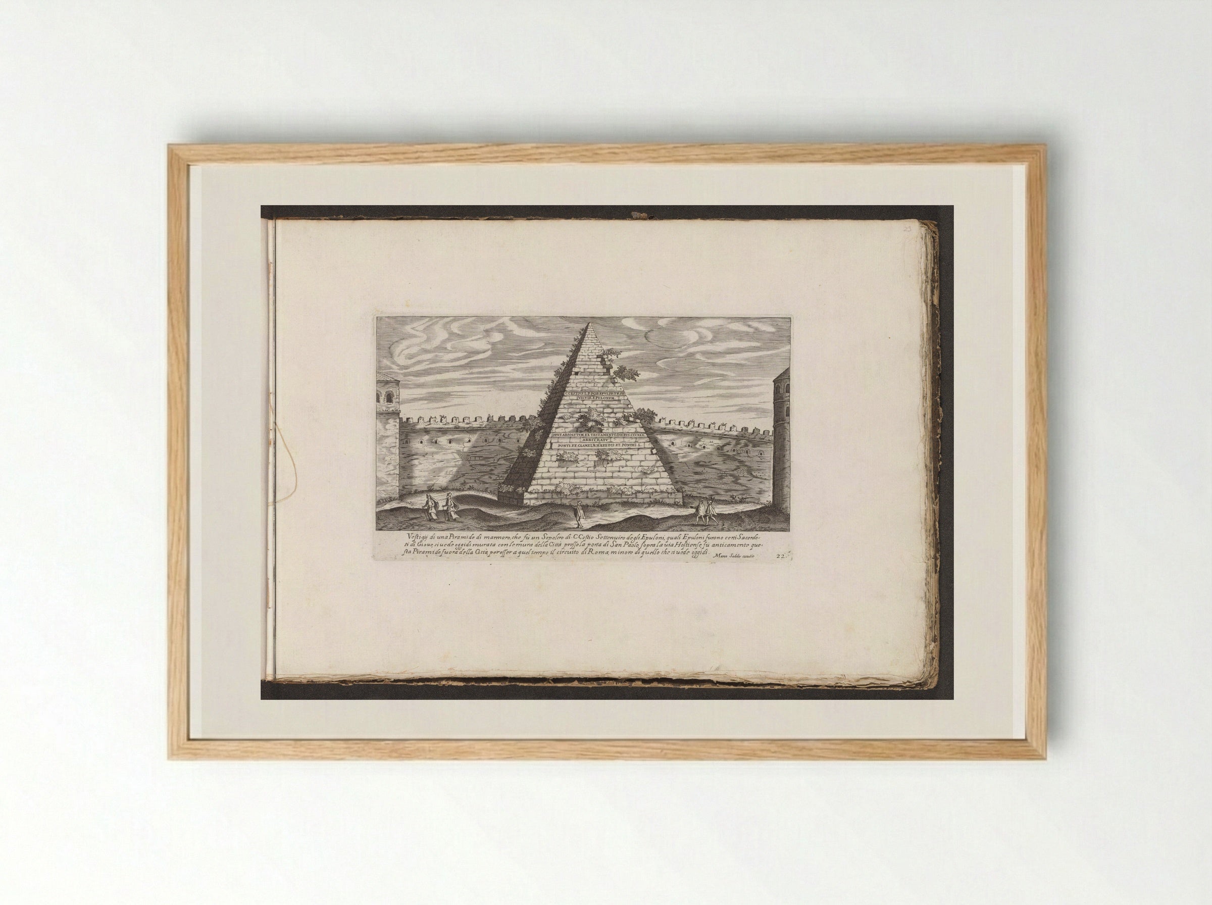 Piramide di Cestio - Giovanni Giacomo de' Rossi - Framed Print Wood