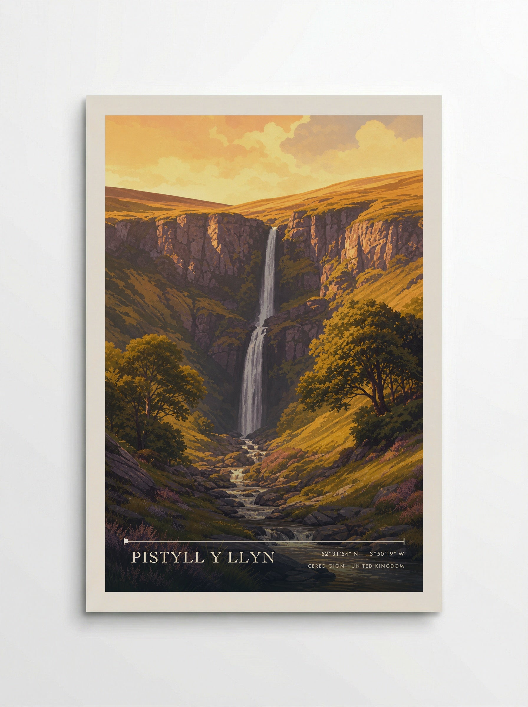 Pistyll y Llyn Ceredigion United Kingdom Travel Poster - Poster