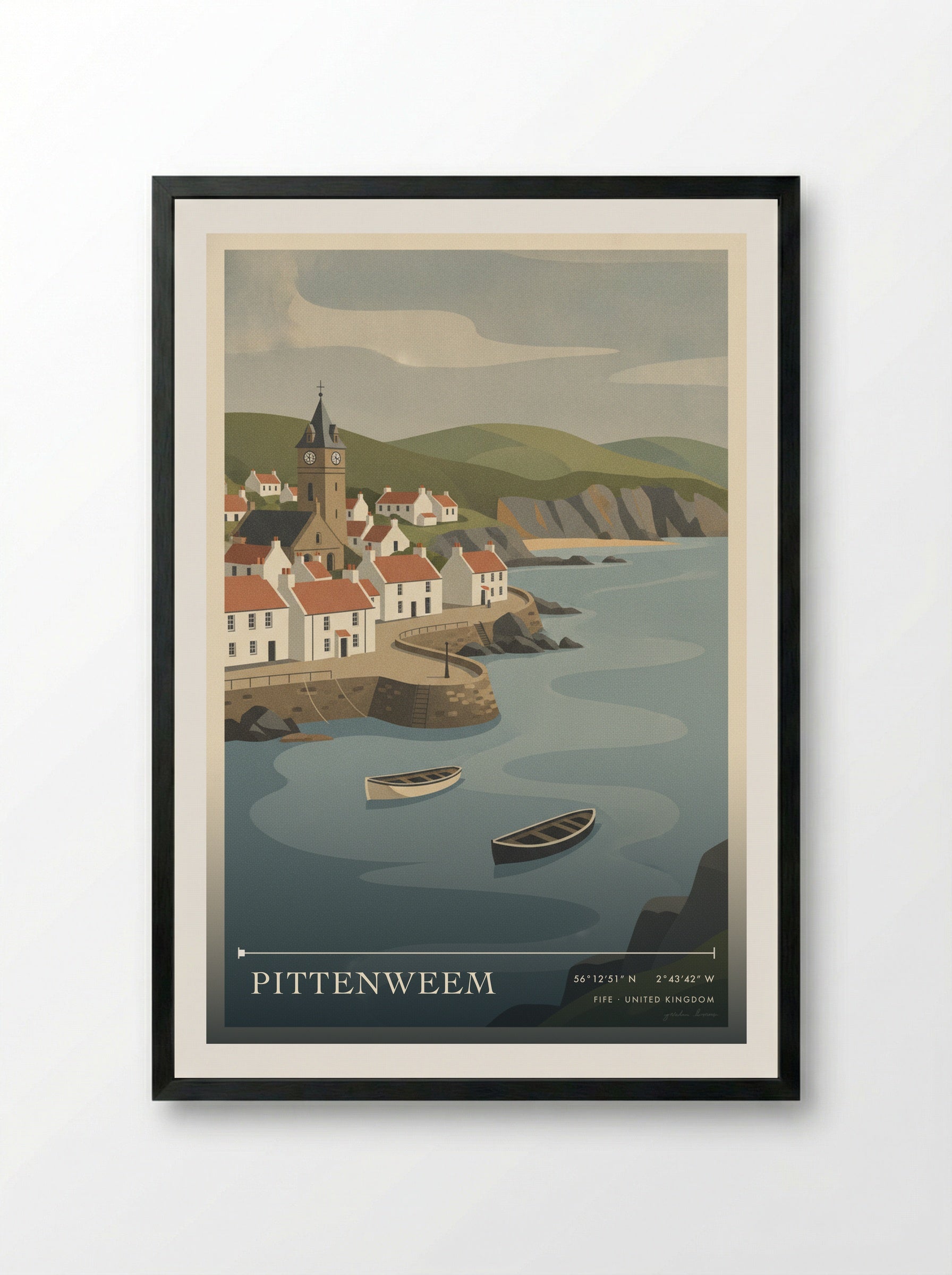 Pittenweem Fife United Kingdom Travel Poster - Framed Print Black
