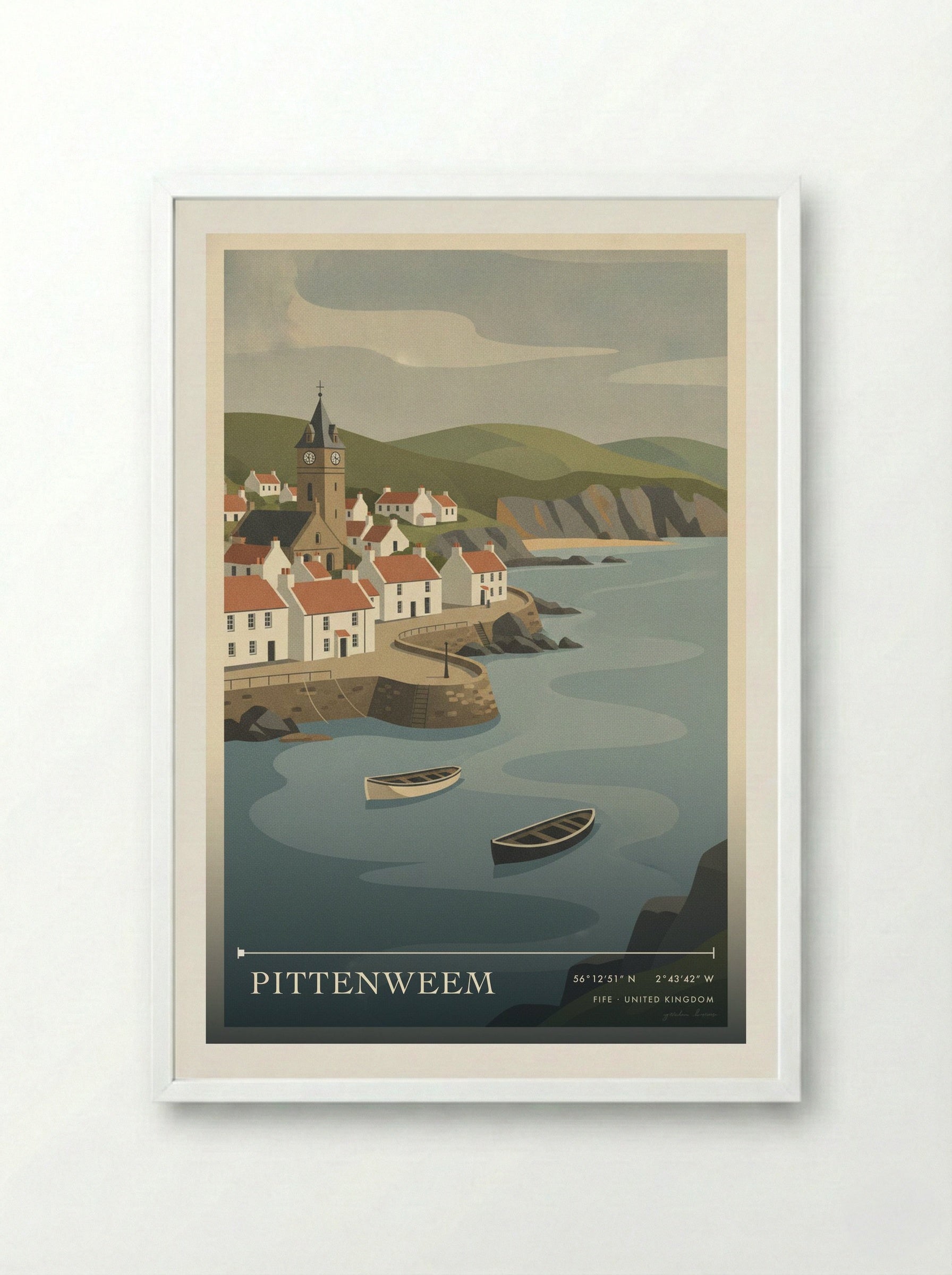 Pittenweem Fife United Kingdom Travel Poster - Framed Print White