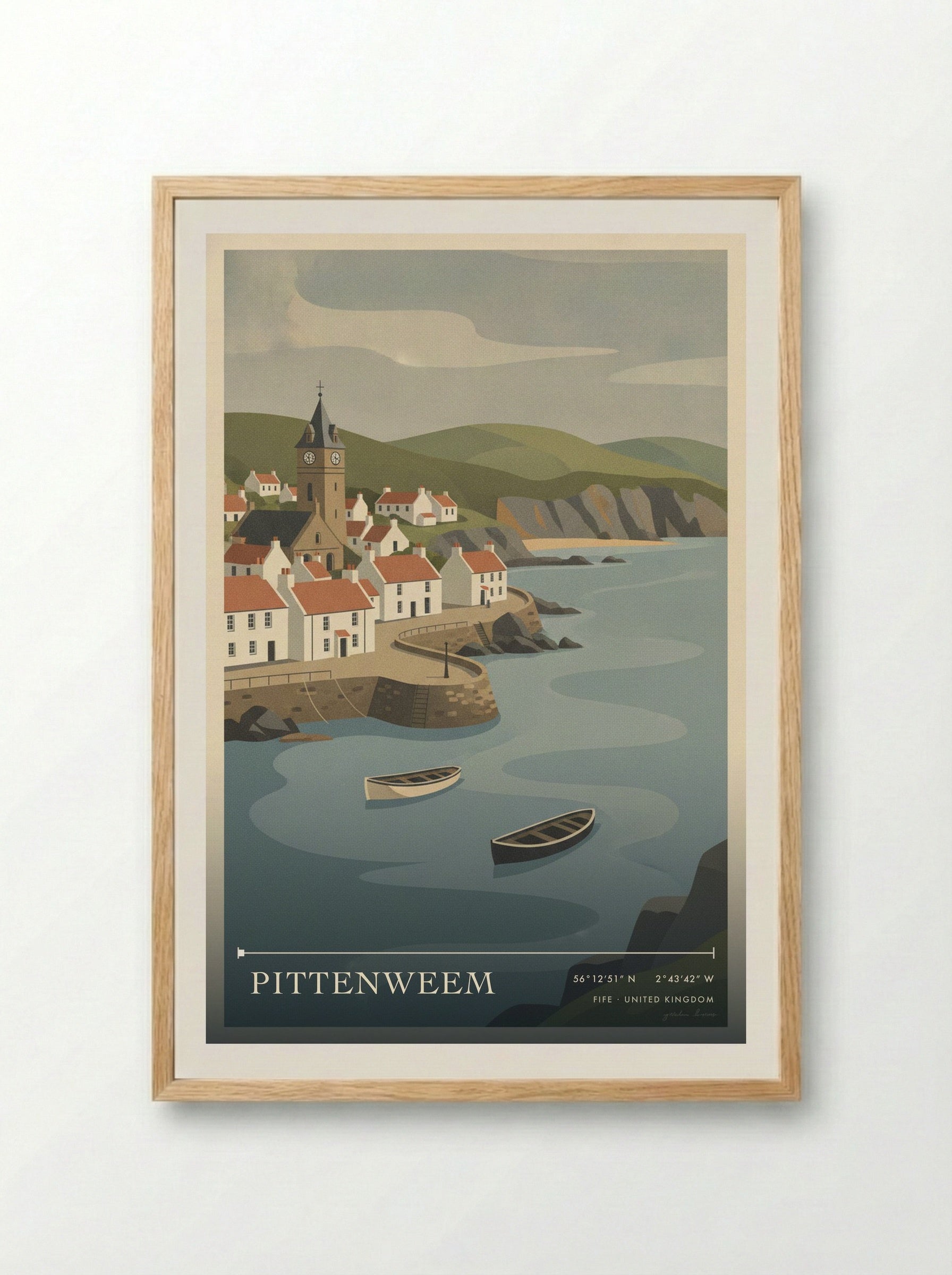 Pittenweem Fife United Kingdom Travel Poster - Framed Print Wood