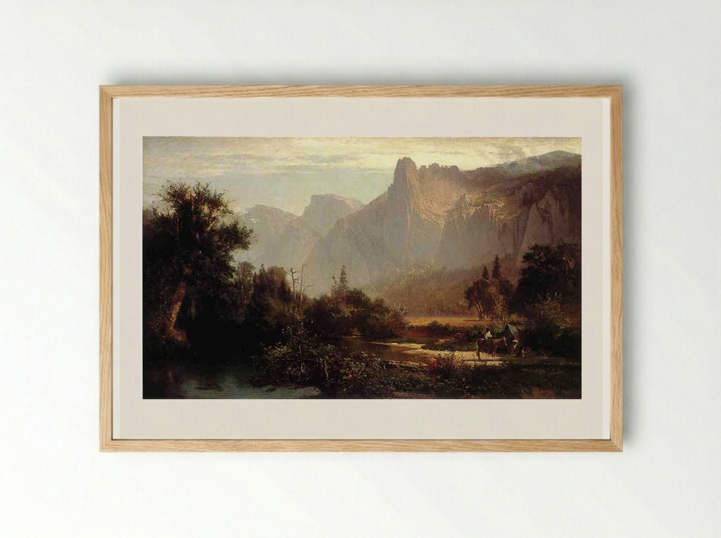 Piute Indian family in Yosemite Valley - Thomas Hill - Framed Print Wood