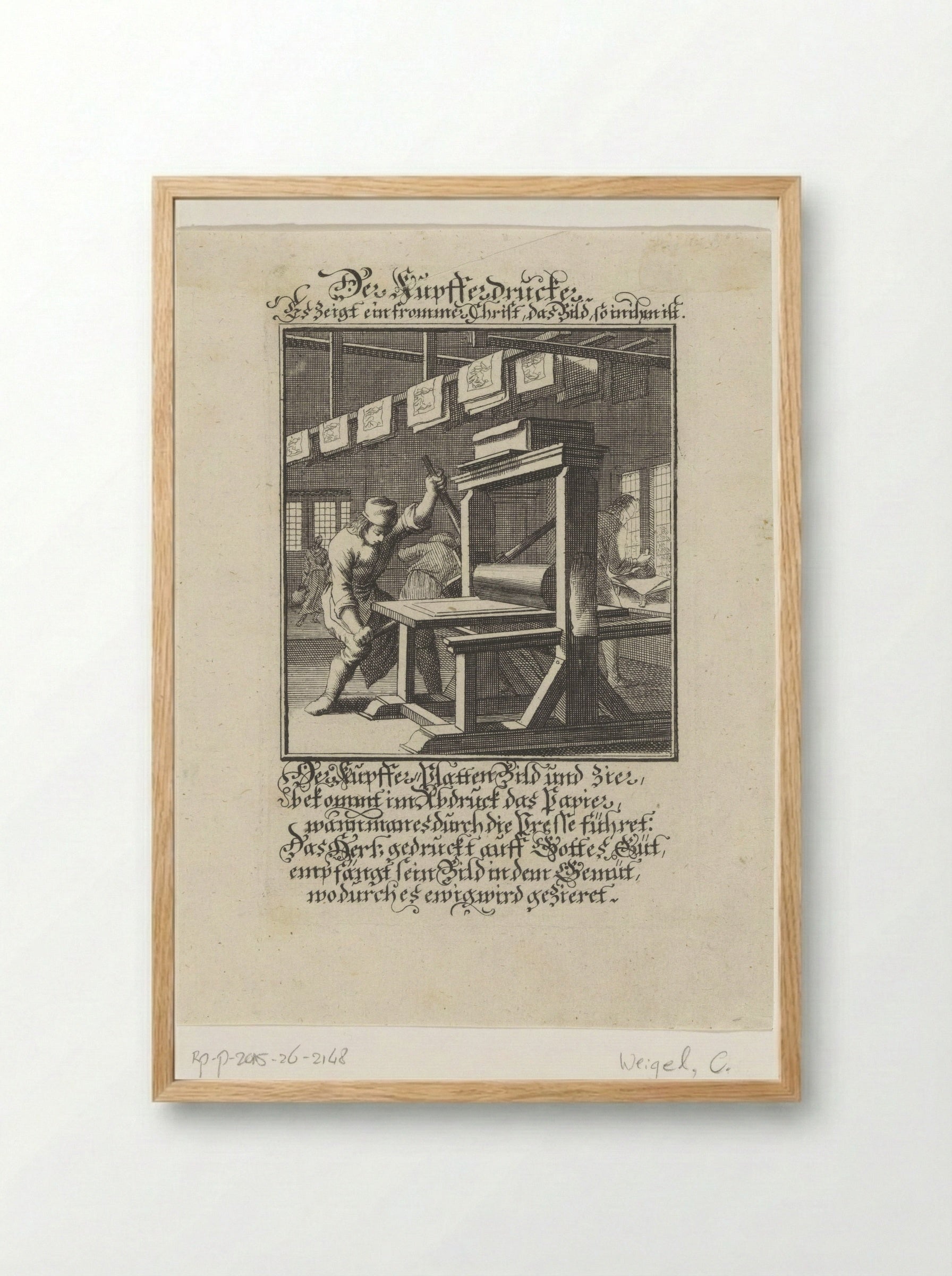 Plaatdrukker (The Copperplate Printer) - Christoph Weigel - Framed Print Wood