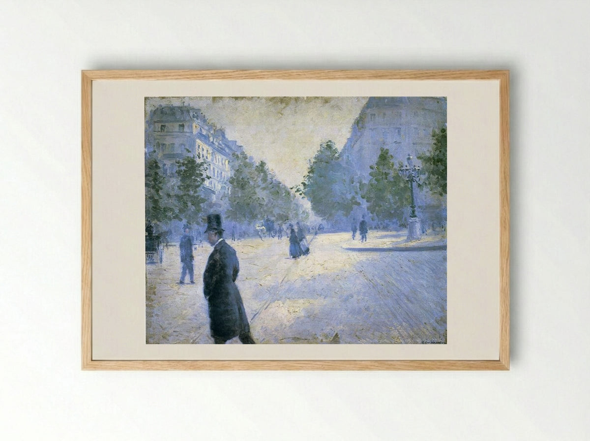 Place Saint Augustin, Misty Weather - Gustave Caillebotte - Framed Print Wood