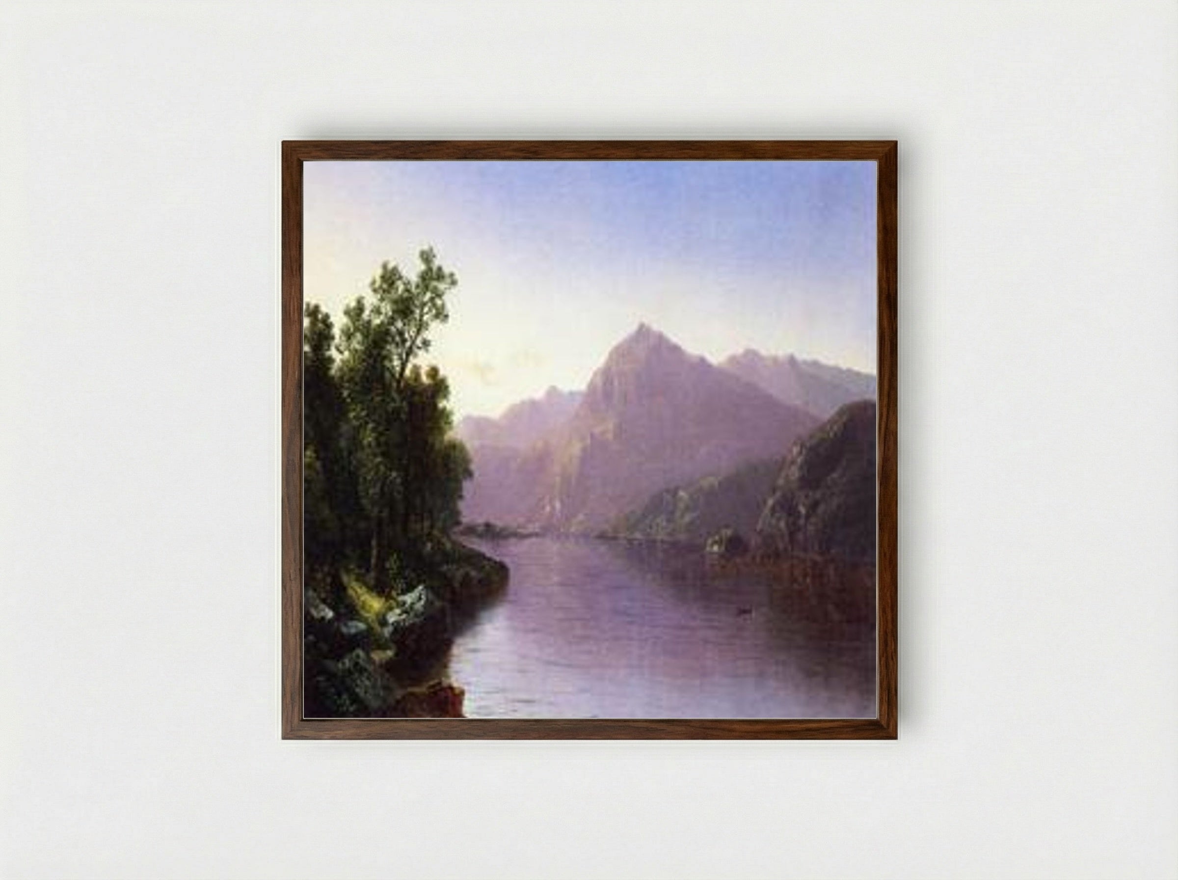 Placid Lake, Adirondacks - David Johnson - Framed Print Dark Wood