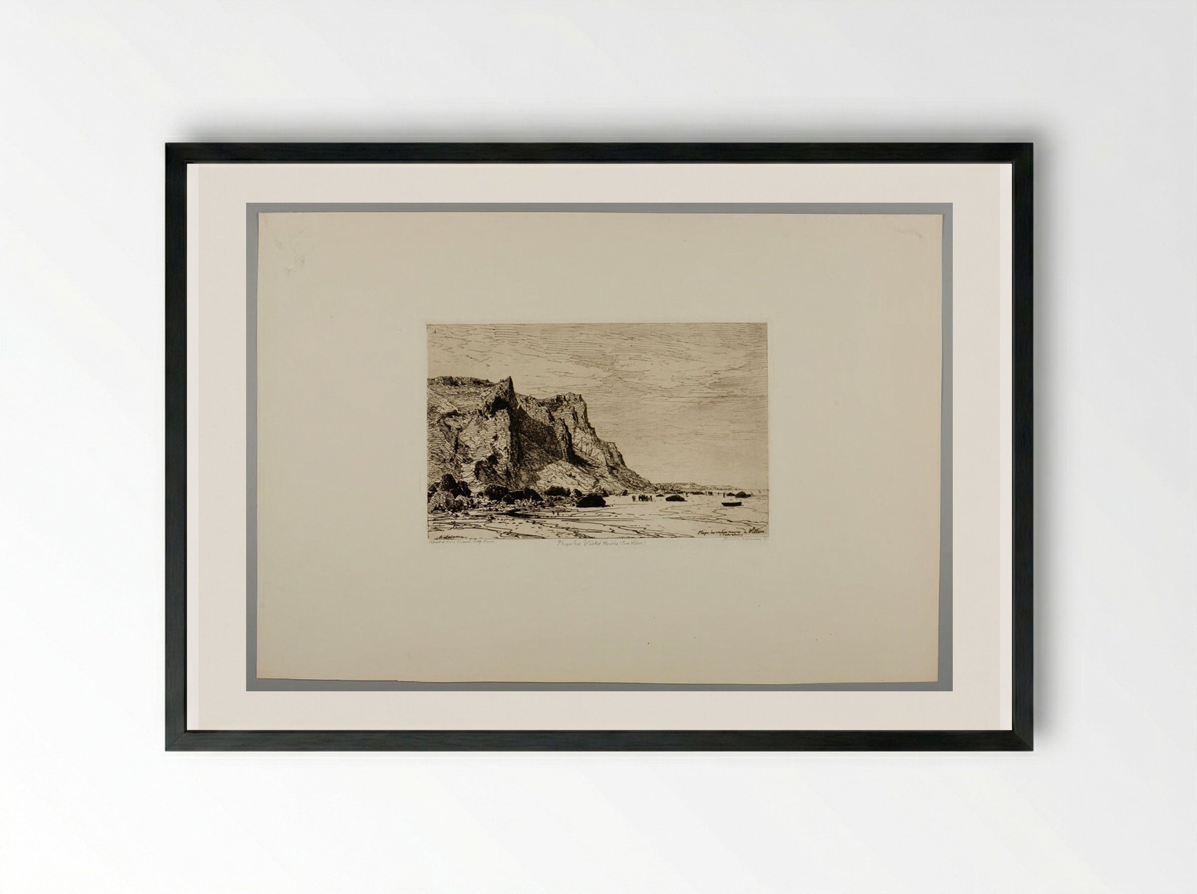Plage des Vaches Noires à Villers - Maxime Lalanne - Framed Print Black