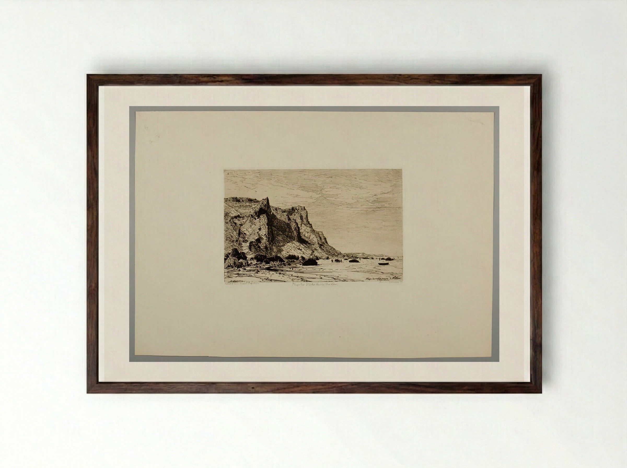 Plage des Vaches Noires à Villers - Maxime Lalanne - Framed Print Dark Wood