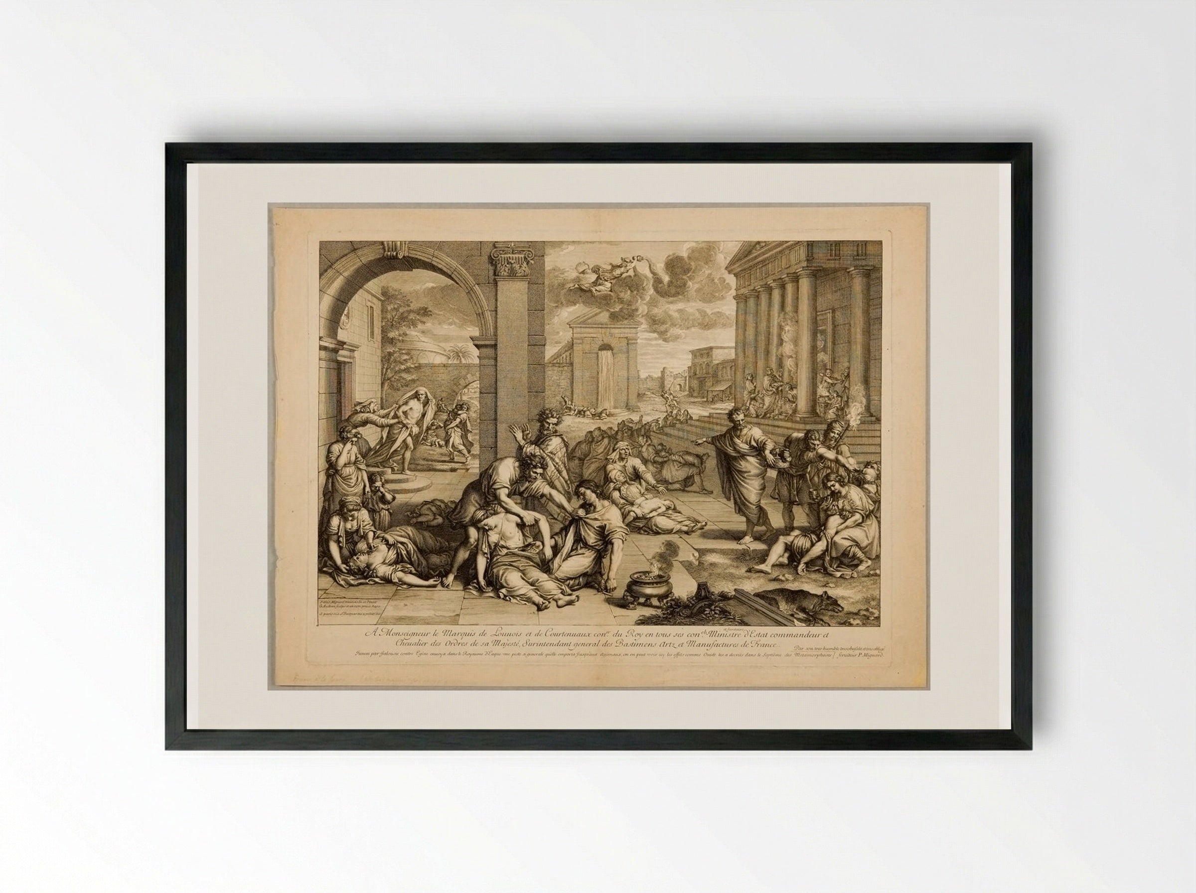 Plague of Aegina - Gérard Audran - Framed Print Black