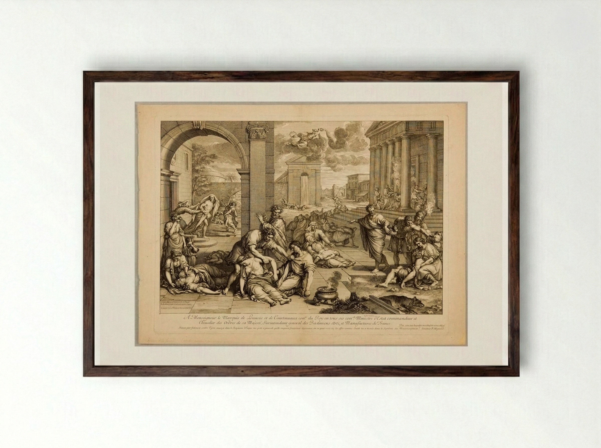 Plague of Aegina - Gérard Audran - Framed Print Dark Wood
