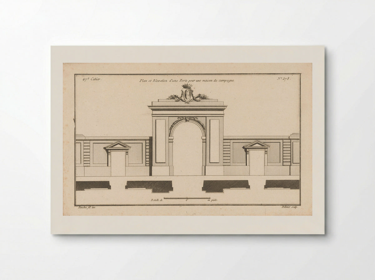 Plan et Elevation d'une Porte pour une maison de campagne - François Boucher (fils) - Poster