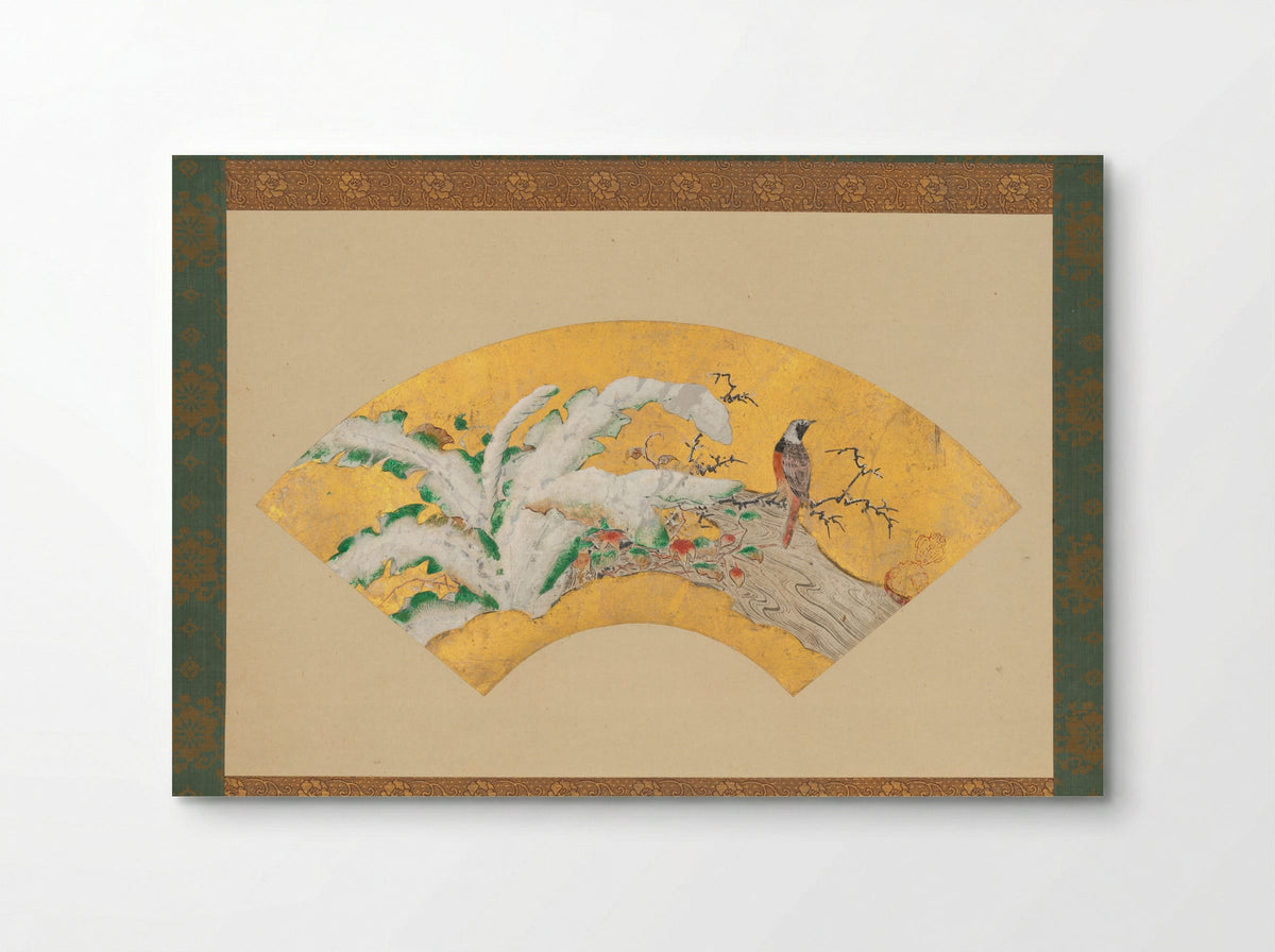 Plantain and Bird in Snow - Kano Sōshū - Poster