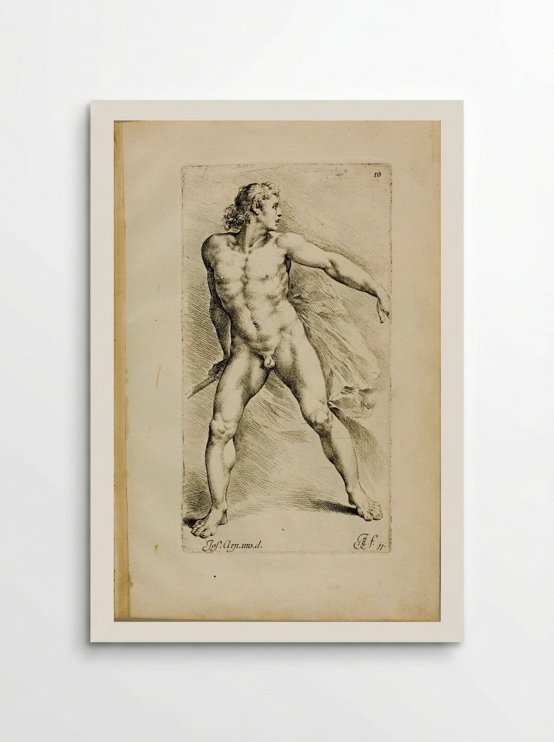 Plate 10: A Nude Pikeman, Looking Backwards - Jan de Bisschop - Poster