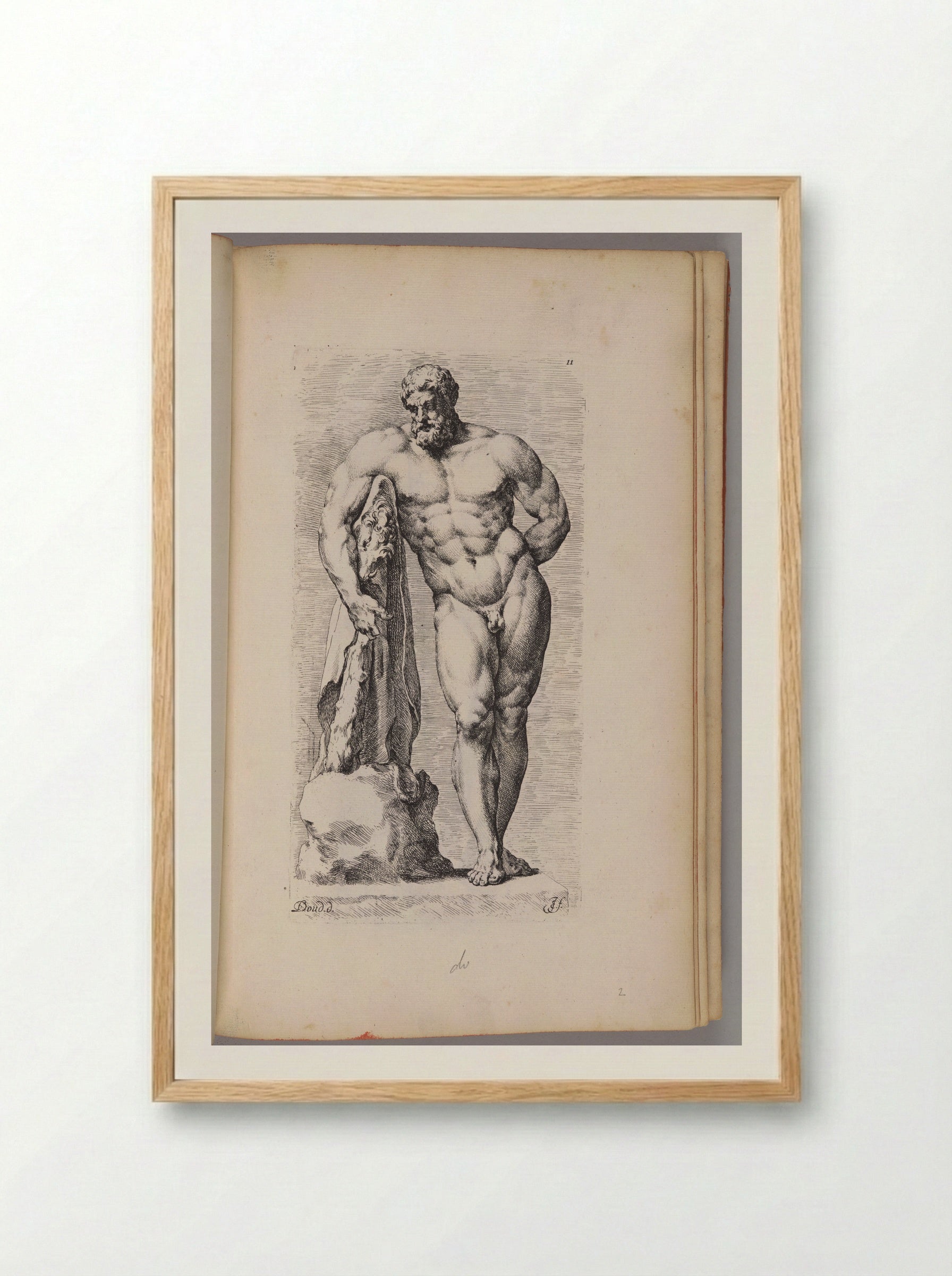 Plate 11: So-called Farnese Hercules - Jan de Bisschop - Framed Print Wood