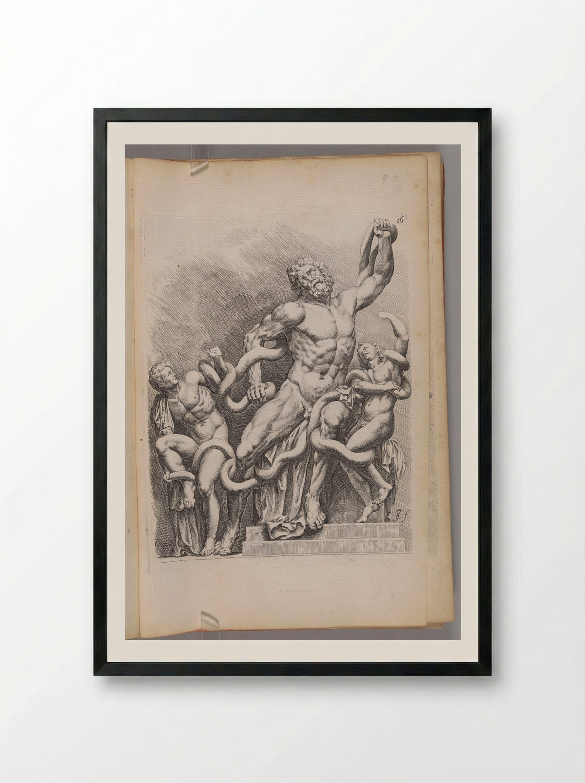 Plate 16: Laocoon and his Sons - Jan de Bisschop - Framed Print Black