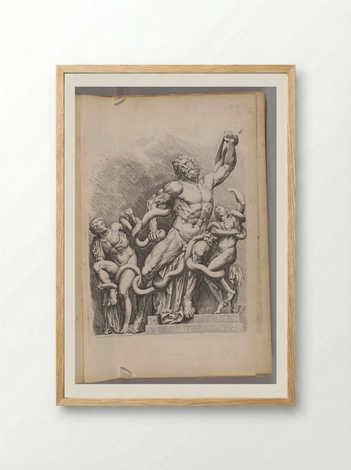 Plate 16: Laocoon and his Sons - Jan de Bisschop - Framed Print Wood