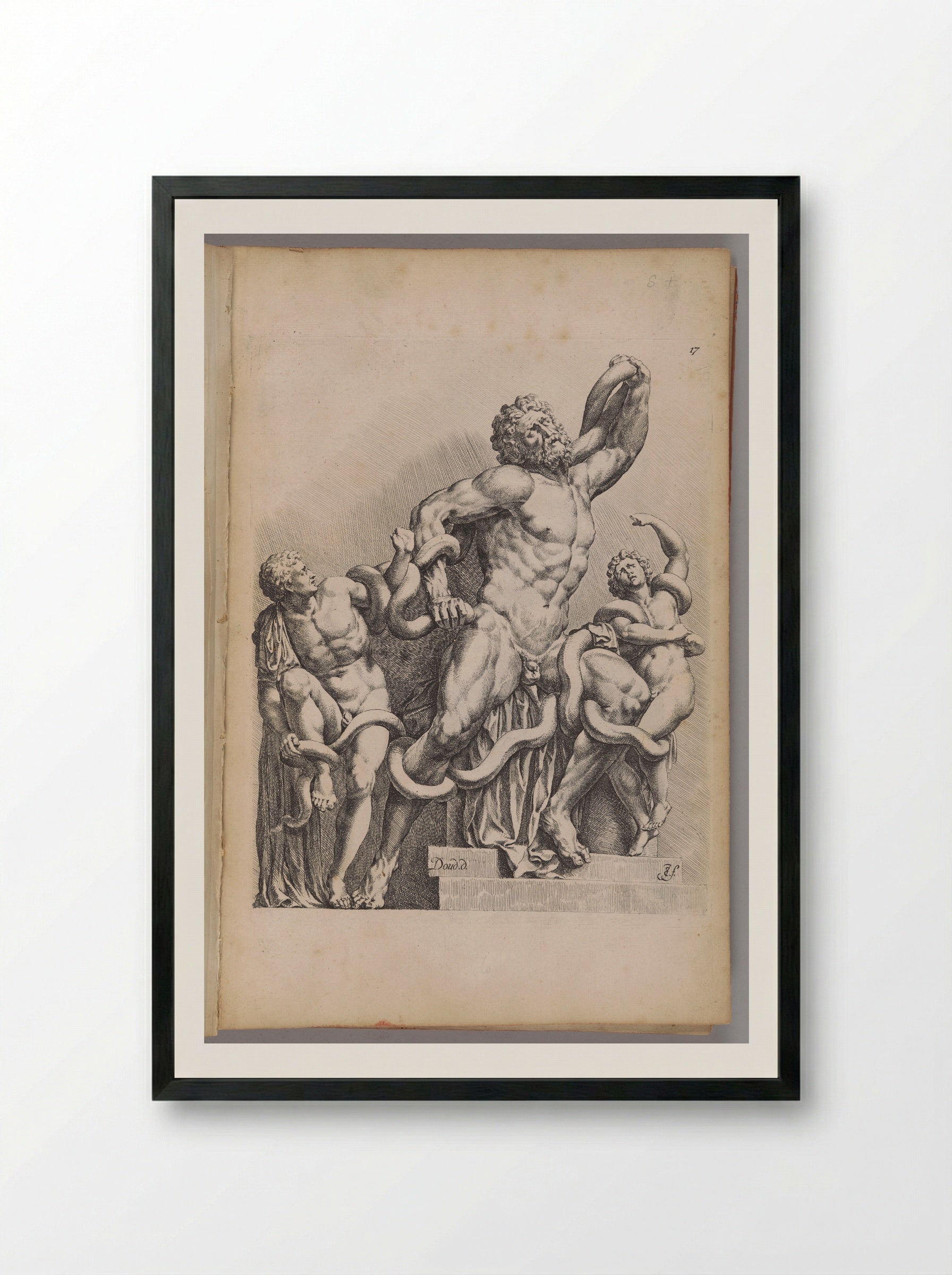 Plate 17: Laocoon and his Sons - Jan de Bisschop - Framed Print Black