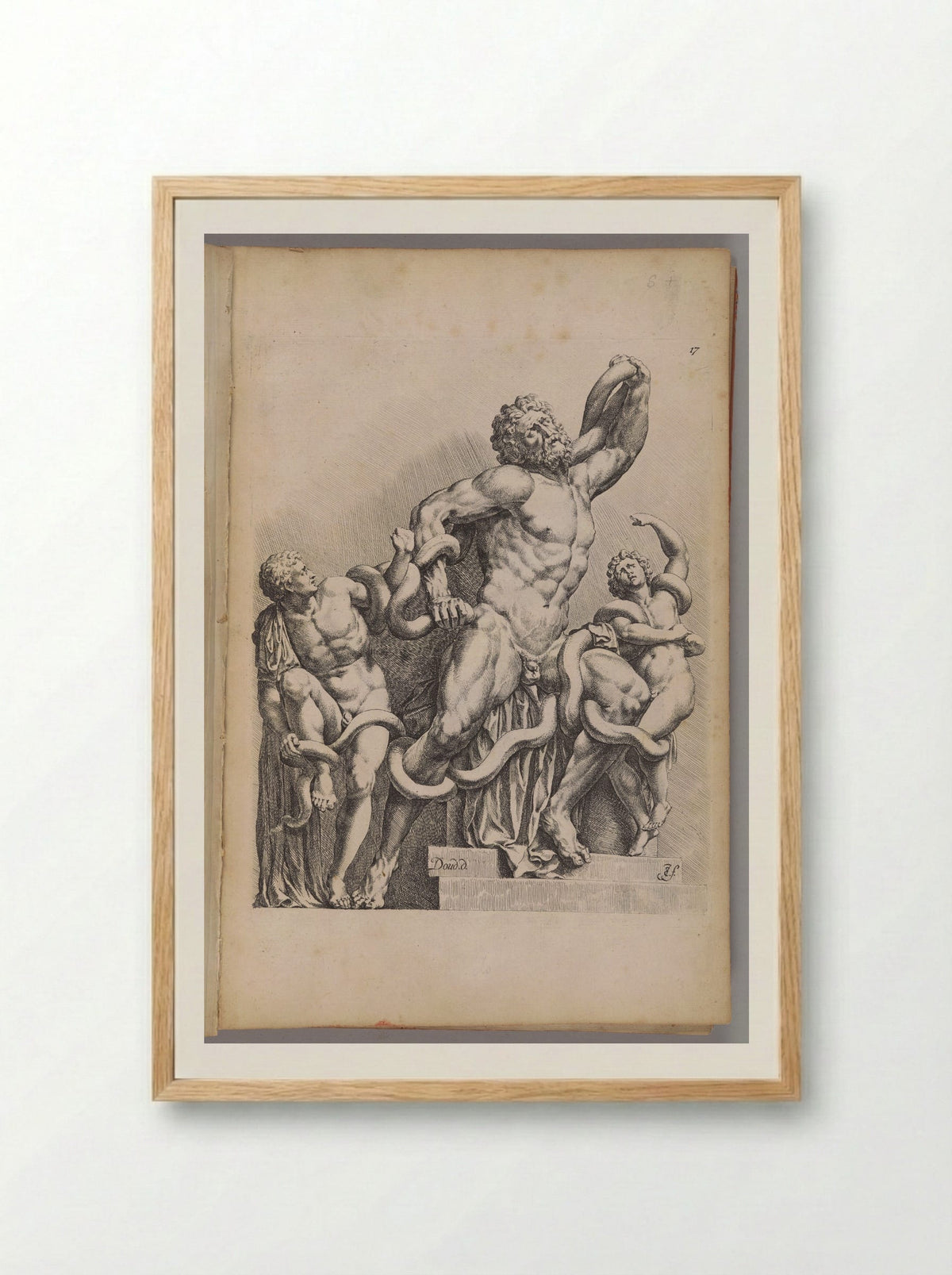Plate 17: Laocoon and his Sons - Jan de Bisschop - Framed Print Wood