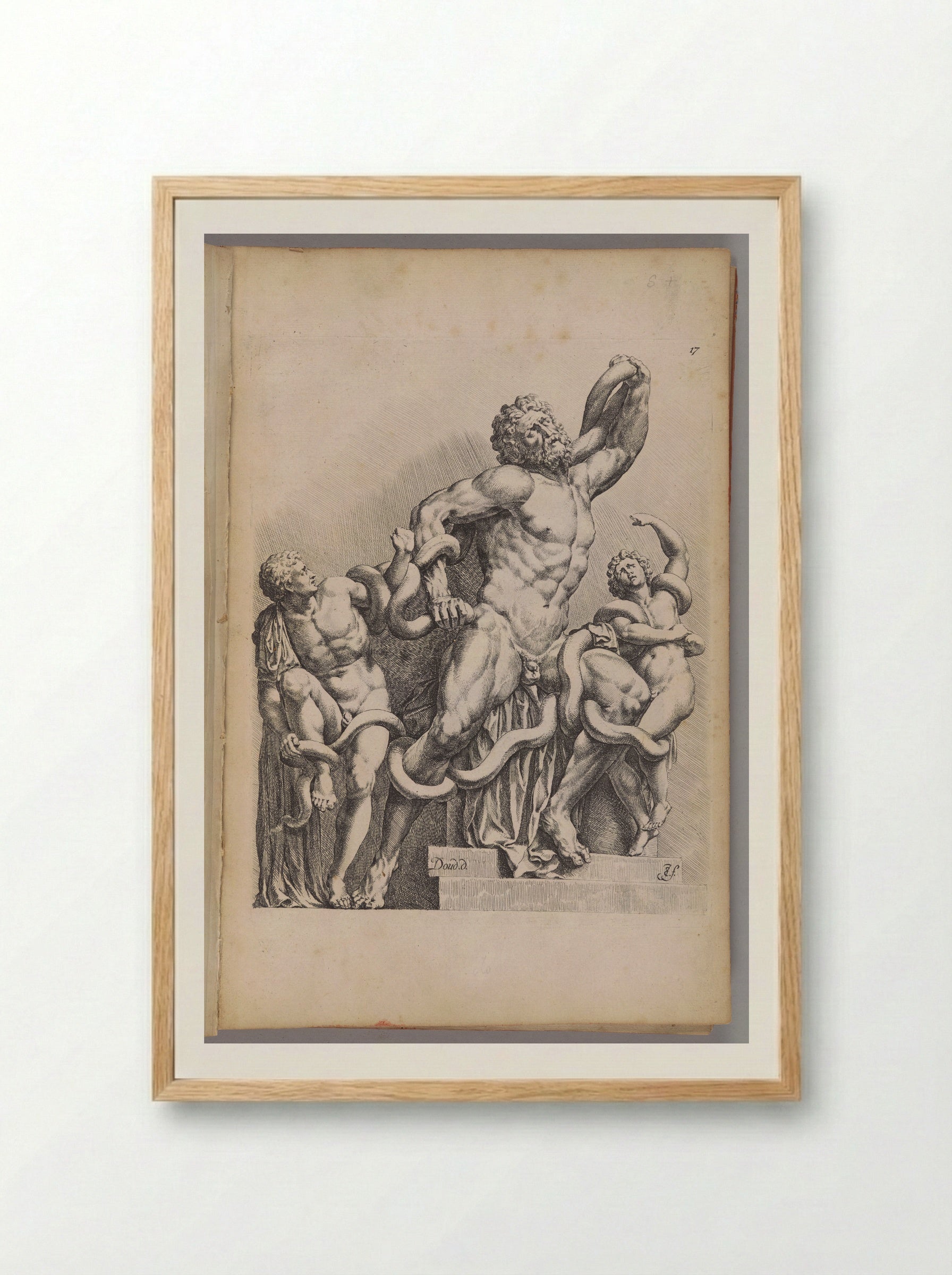 Plate 17: Laocoon and his Sons - Jan de Bisschop - Framed Print Wood